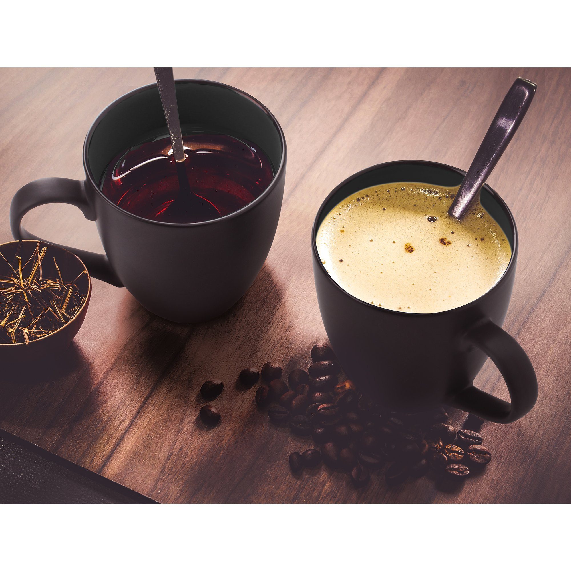 MiaMio Tasse MIAMIO - 6 x 350 ml Kaffeetassen Set Außen Schwarz Innen Farbig