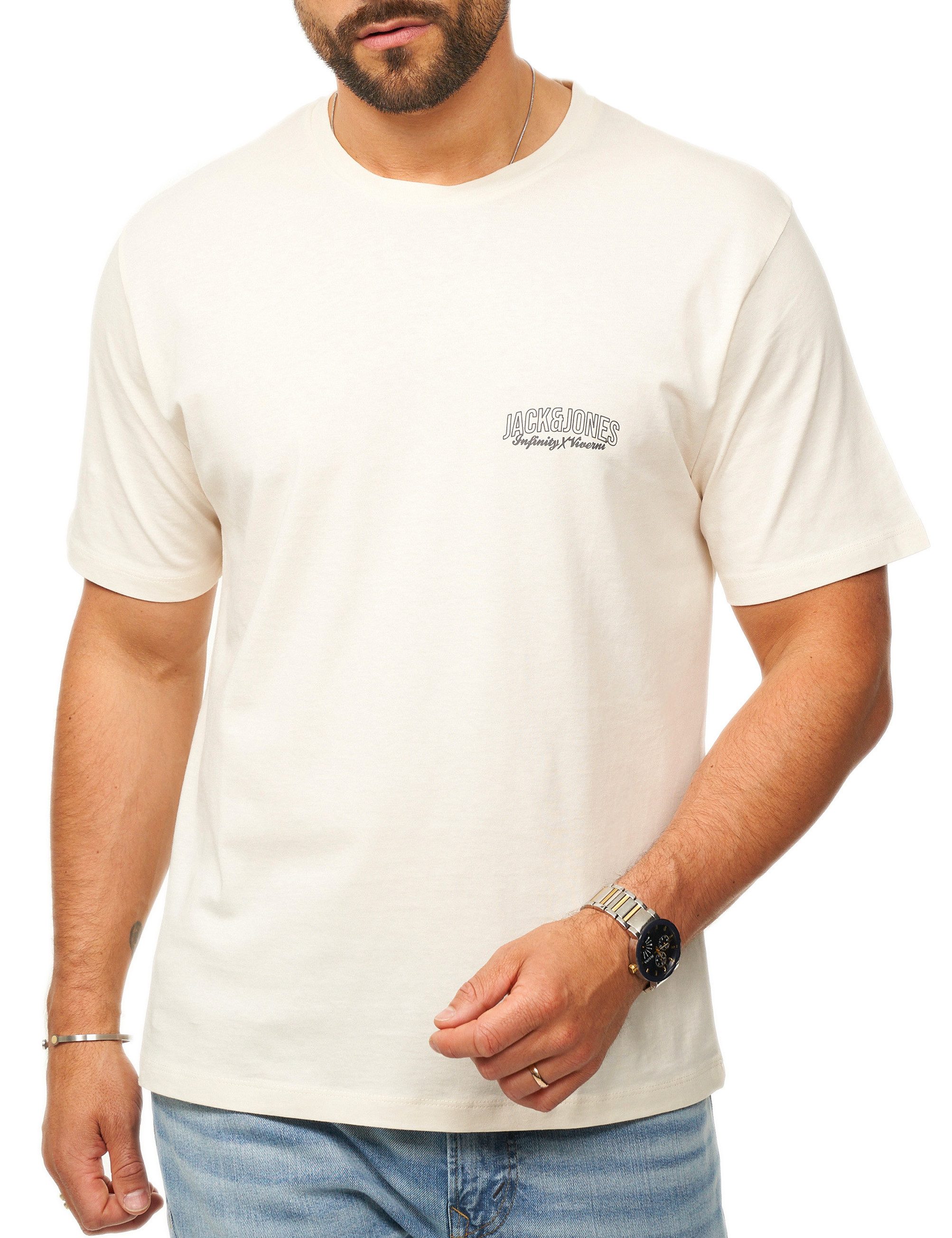 Jack & Jones T-Shirt INFINITY TEE MIT RUNDHALSAUSSCHNITT CREW NECK Herren Kurzarm Shirt aus 100% Baumwolle mit Logo Details im Modern-Fit
