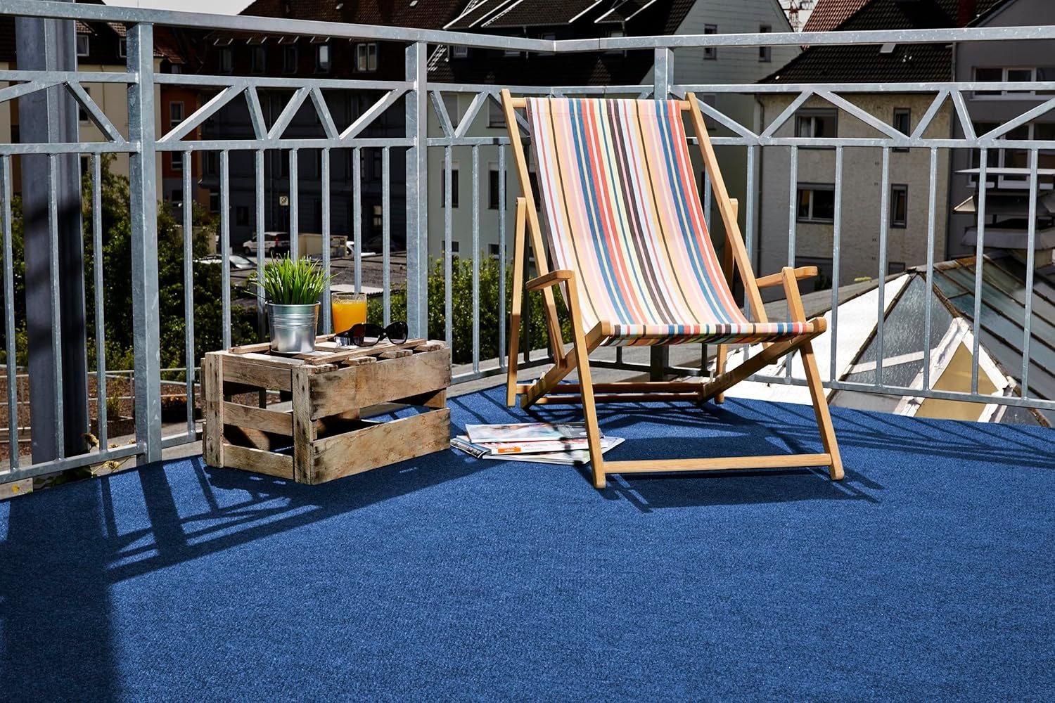 misento Kunstrasen Easy, rechteckig, Höhe: 4 mm, Rasenteppich für Balkon und Terrasse mit Drainage-Noppen