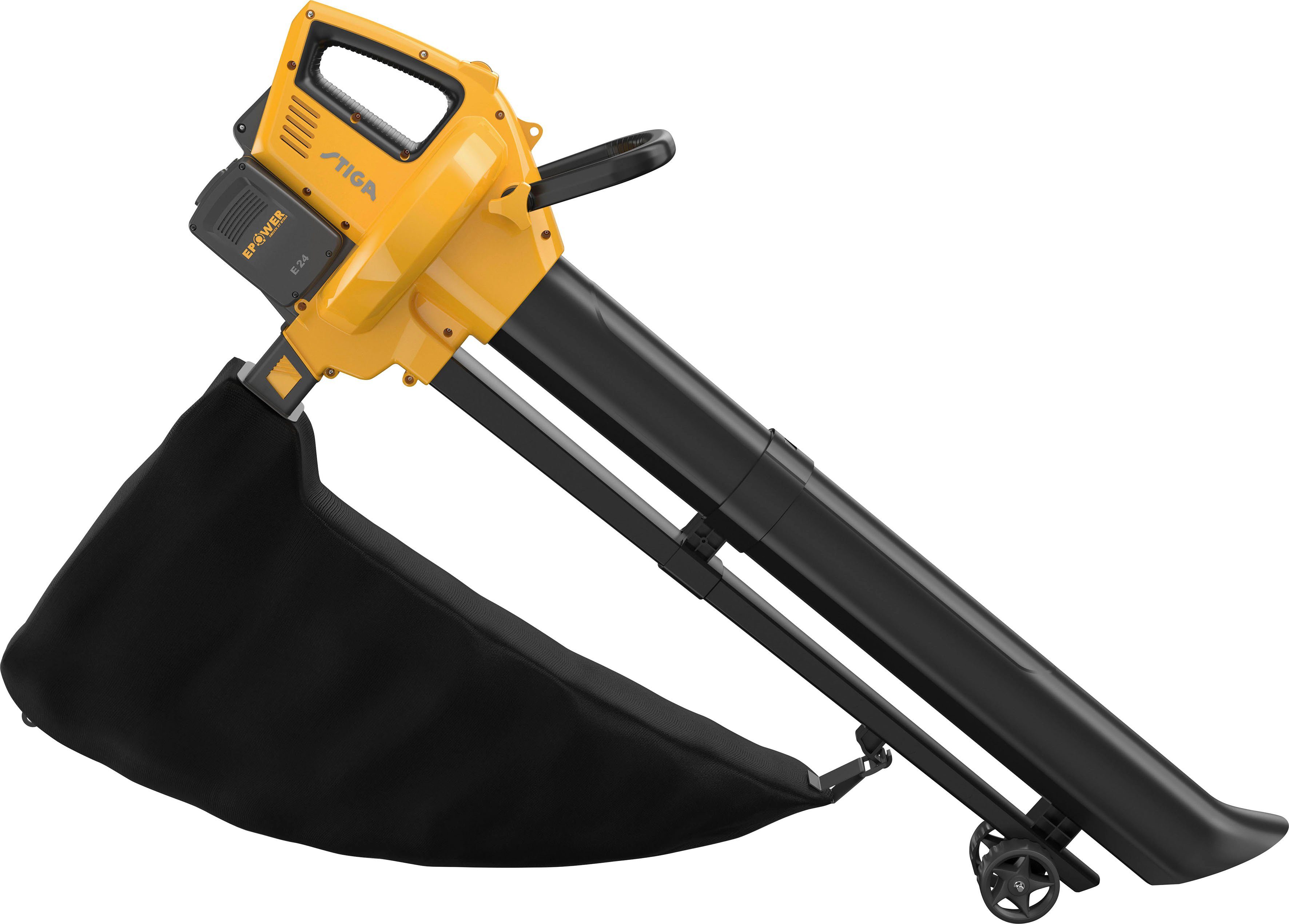 STIGA GARDEN Akku-Laubsauger VS 100e, (Spar-Set), 198 km/h Blasgeschwindigkeit, 2 Akkus 20V/4Ah und Doppel-Ladegerät