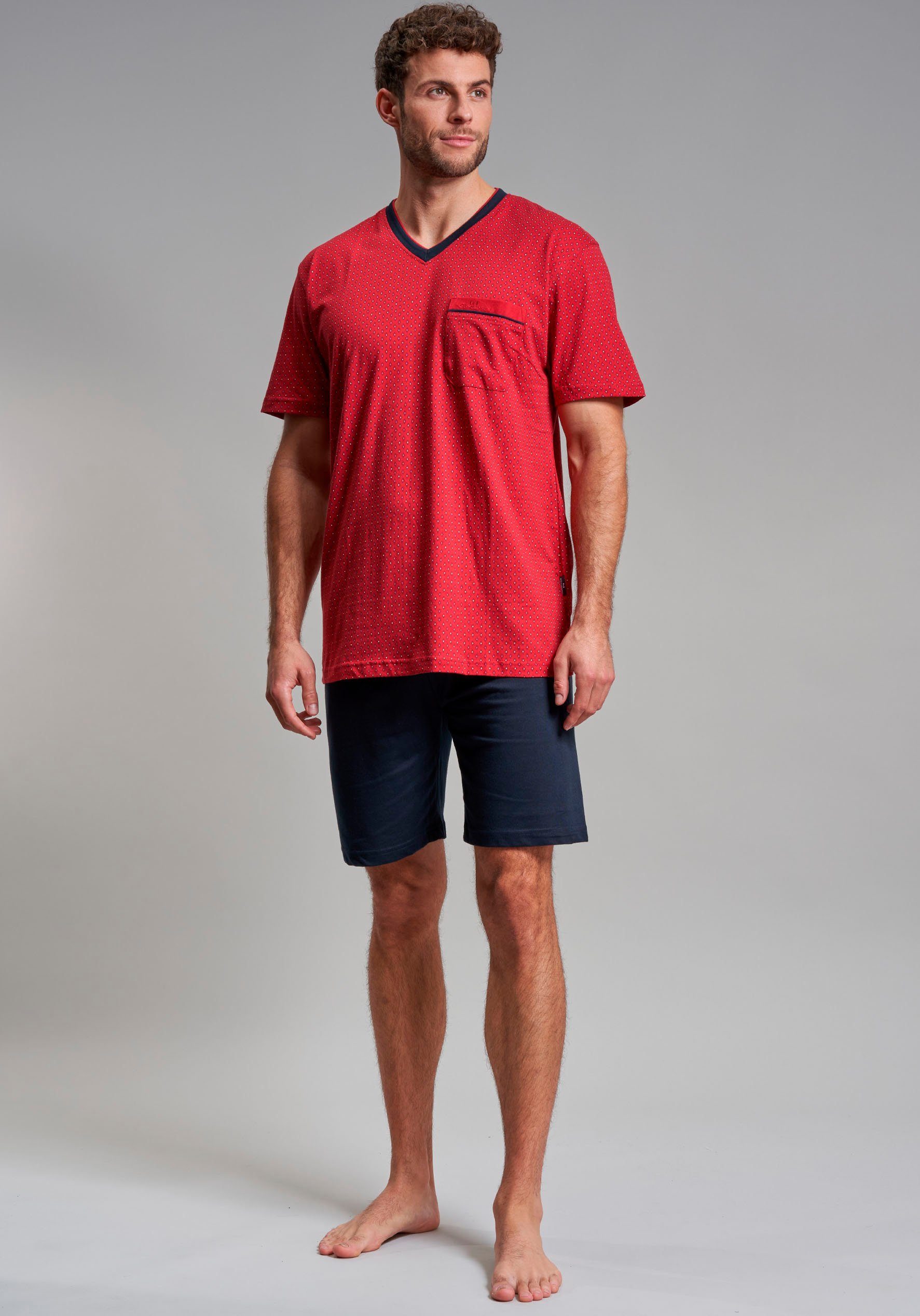 GÖTZBURG Shorty Manhattan (2 tlg) Kurzarm, V-Ausschnitt, kurze Hose, Baumwolle, weich