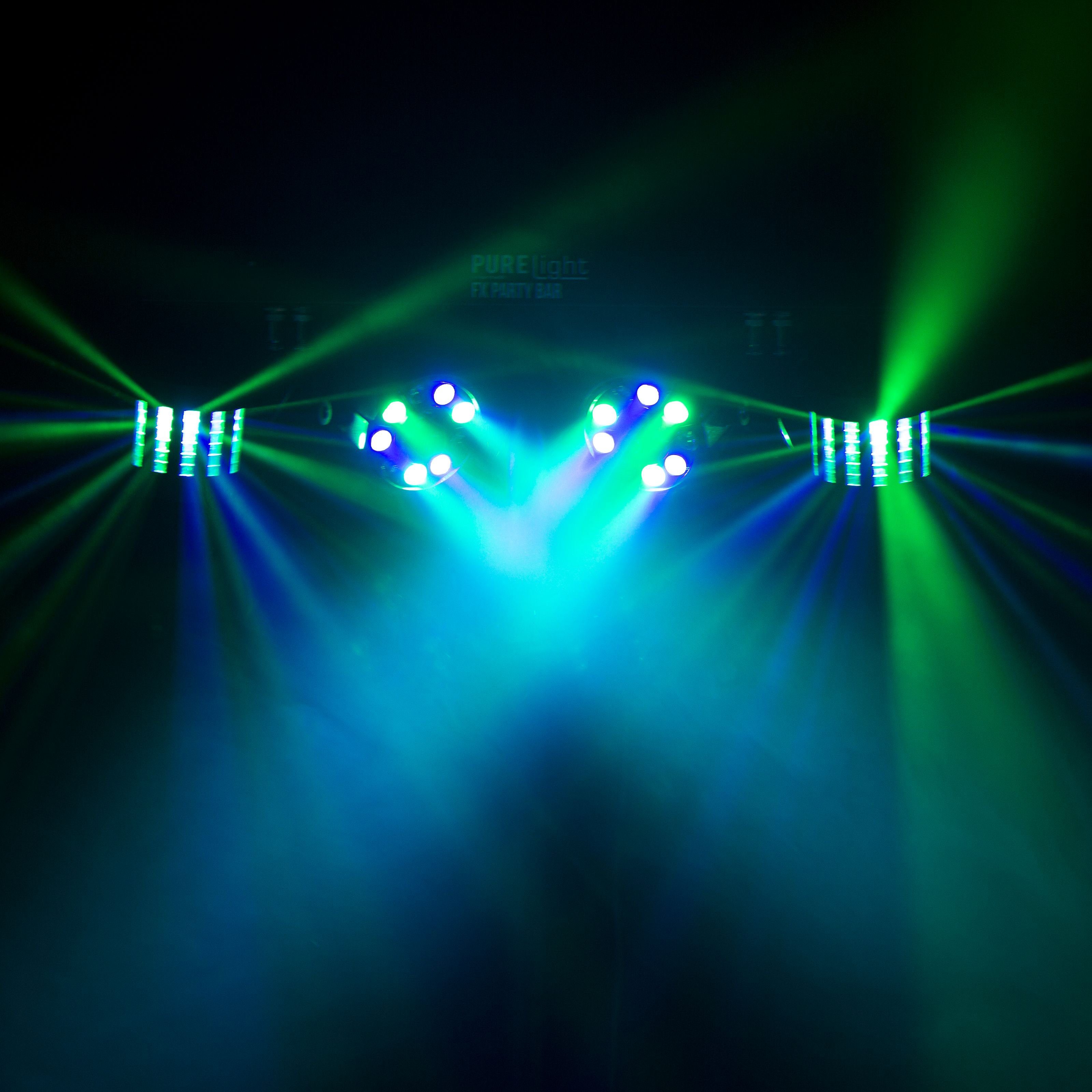 PURElight LED spotlights, FX Party Bar, LED PARs, LED Derbies, DMX control