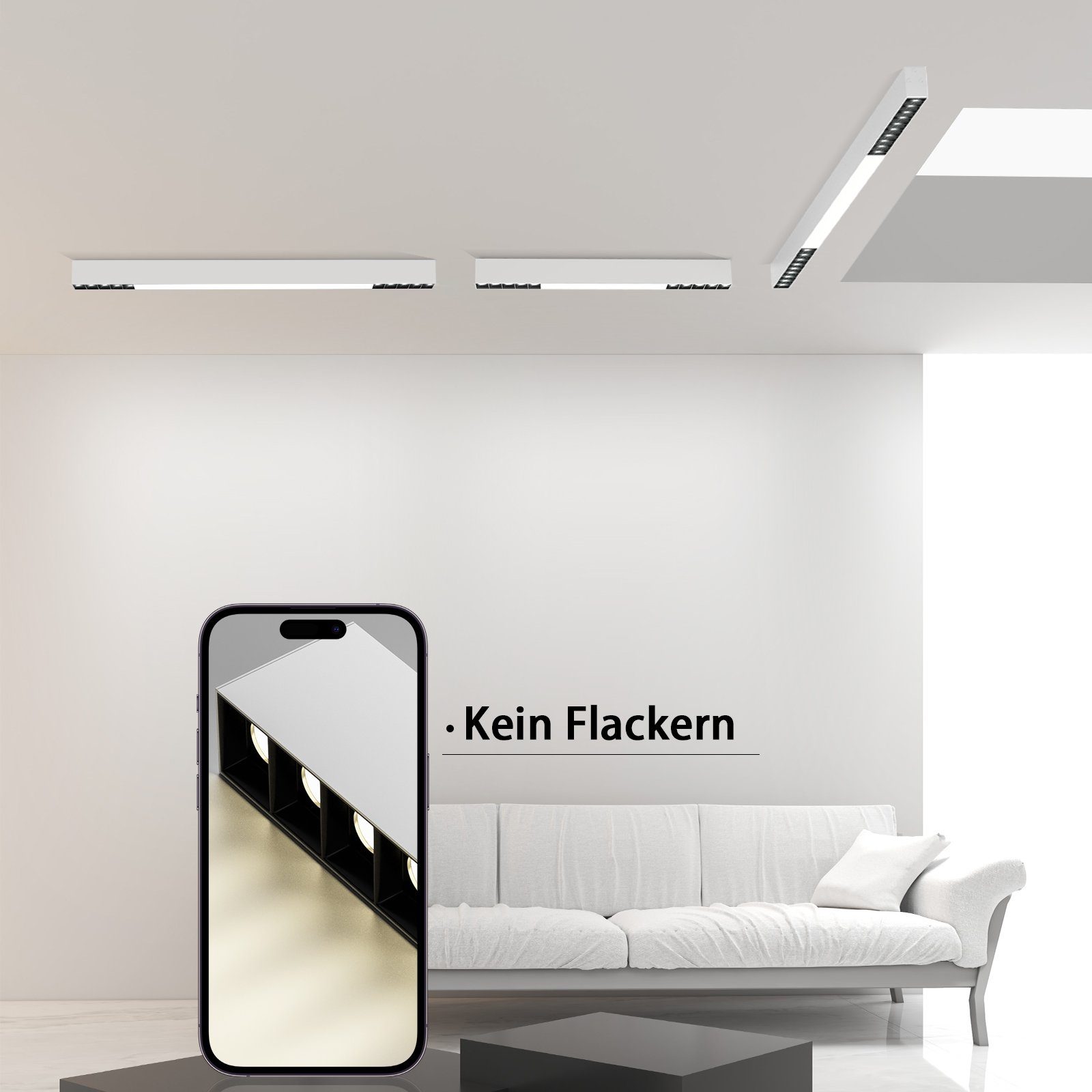 Tageslichtweiß, Arbeitzimmer, für ZMH Deckenleuchte 107cm Schlafzimmer Modern 53cm Weiß 80cm LED