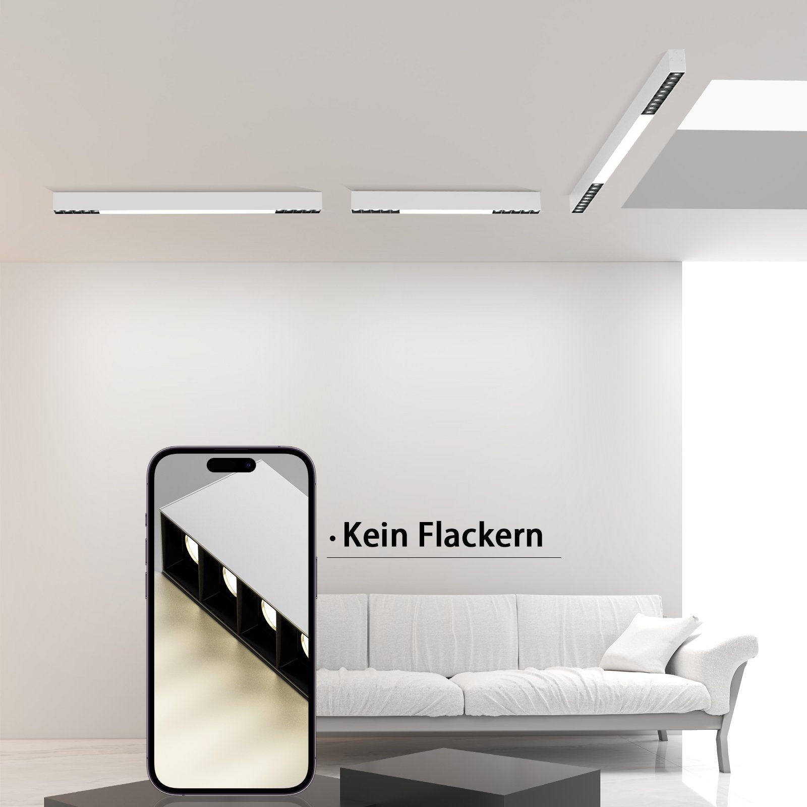 ZMH LED Deckenleuchte Modern 53cm 80cm 107cm für Schlafzimmer Arbeitzimmer, Tageslichtweiß, Deckenleuchte