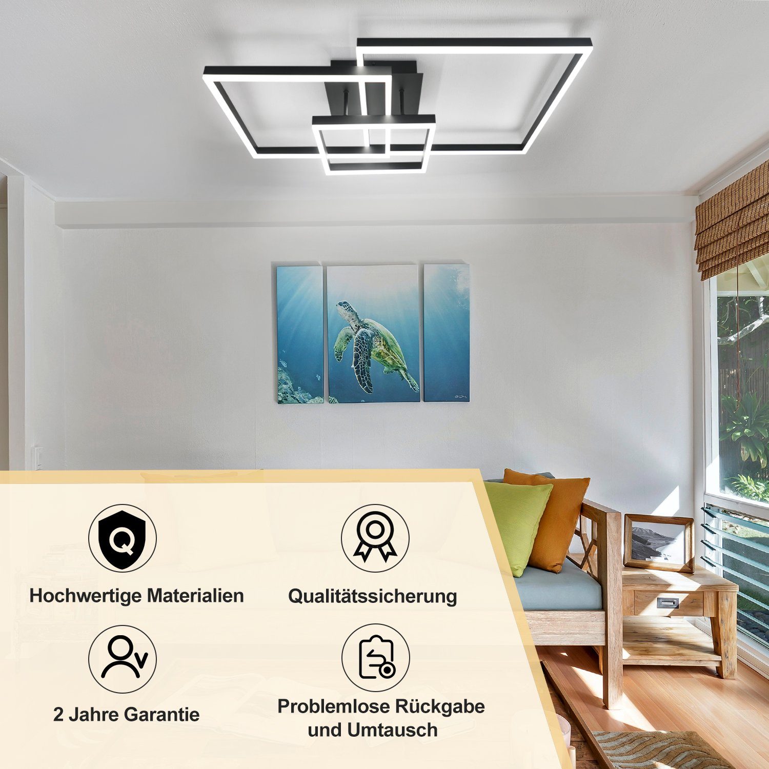 Nettlife LED Deckenleuchte LED Deckenleuchte quadratische Rahmen, Dimmbar m günstig online kaufen