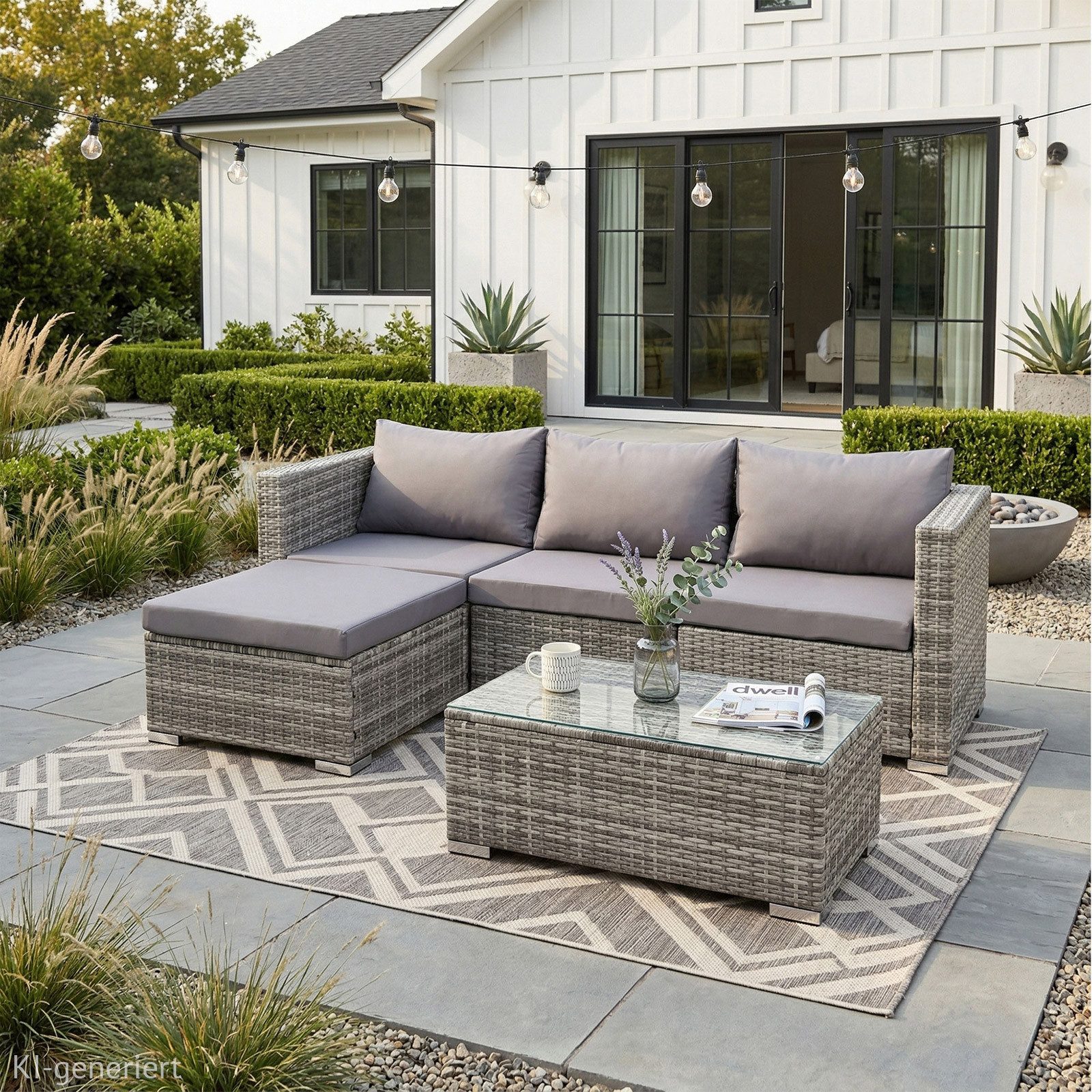 SVITA Loungeset QUEENS, (Set, 6-tlg., Garten-Lounge), modular stellbar, breite Armlehnen, Set mit Abdeckhaube, Grau