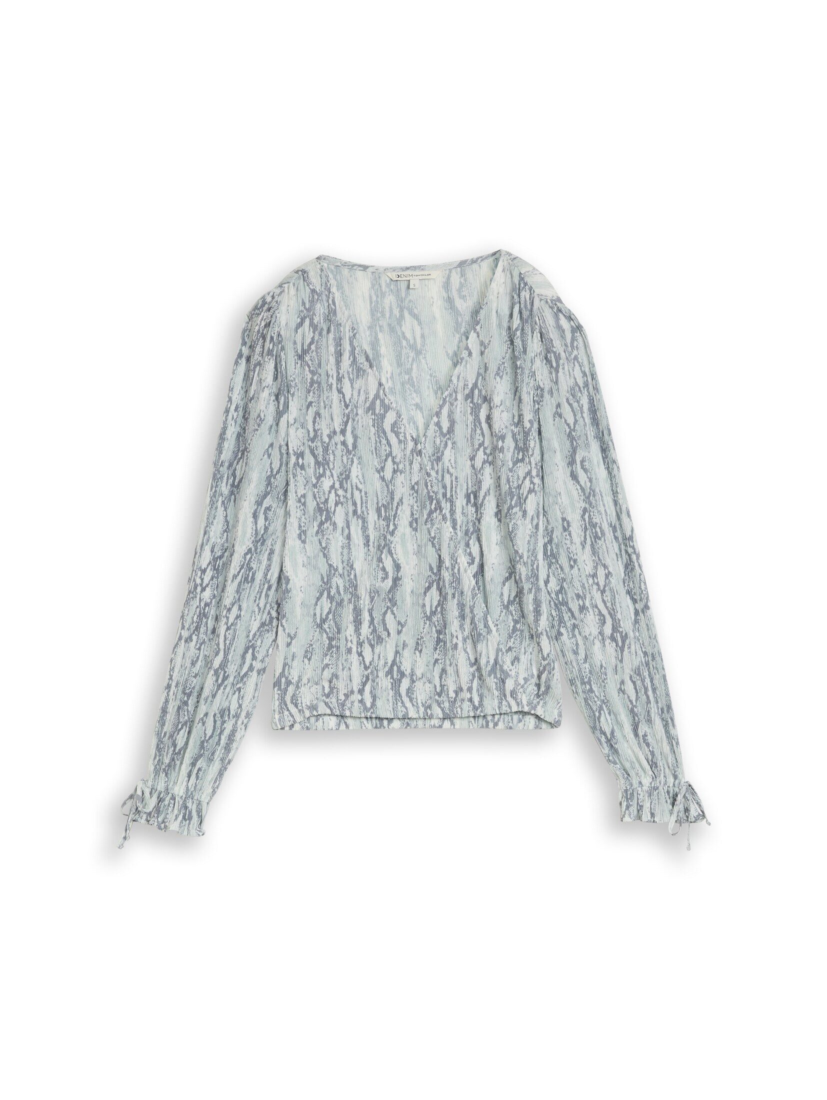 TOM TAILOR Denim Langarmbluse Blusen & Shirts Crinkle Wickelbluse mit Schla günstig online kaufen