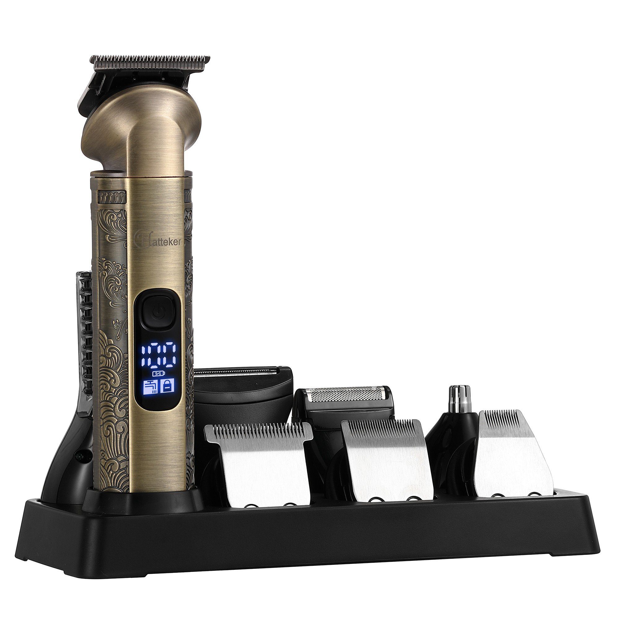 HATTEKER Haarschneider HT-609, Bartschneider, Rasierer, T-Klinge Trimmer, mit Ultra Sharp Klinge 8-in-1