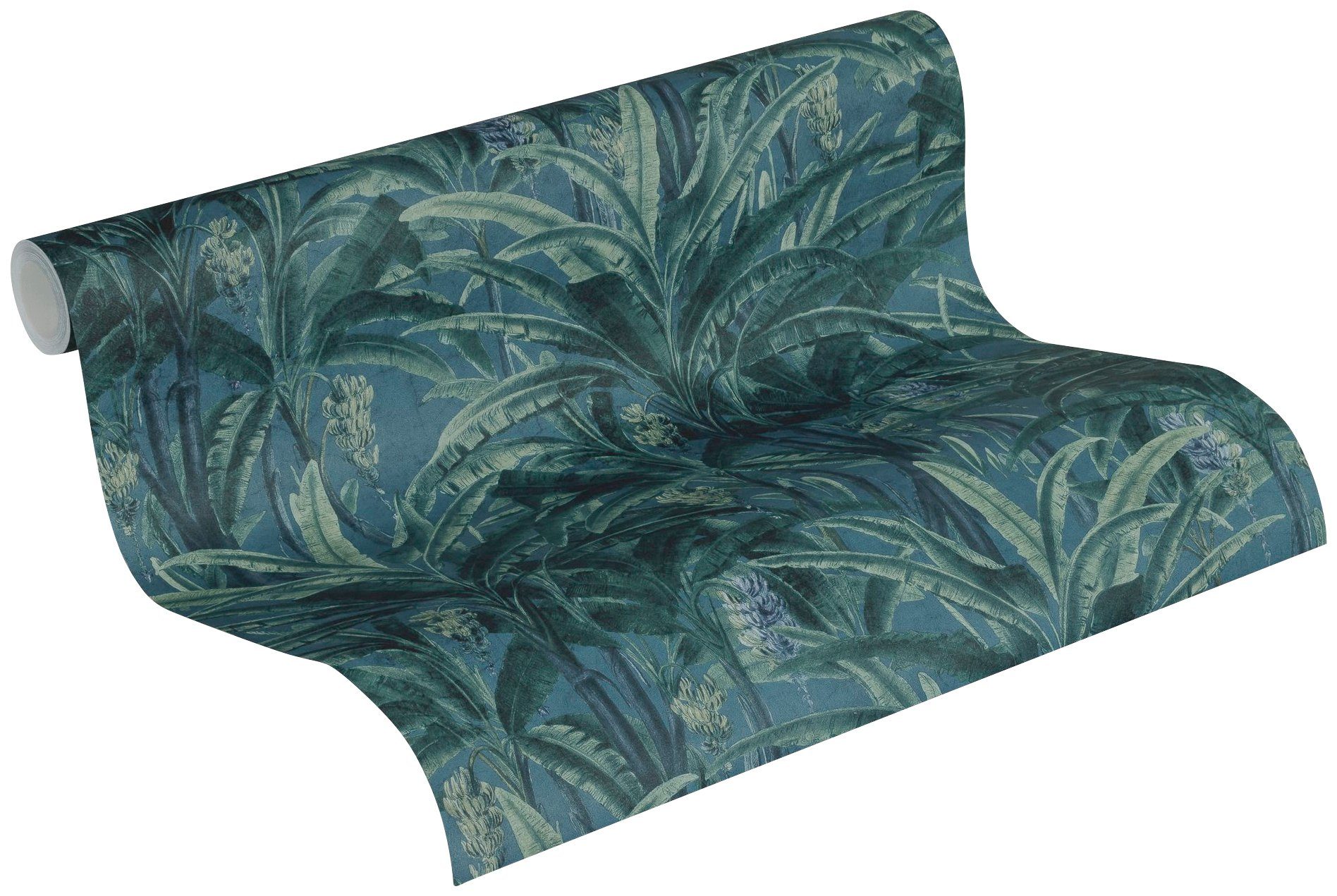Palmenprint Création Optik, Palmen Tapete Vliestapete floral, Dschungel A.S. mit Dschungeltapete Greenery in blau
