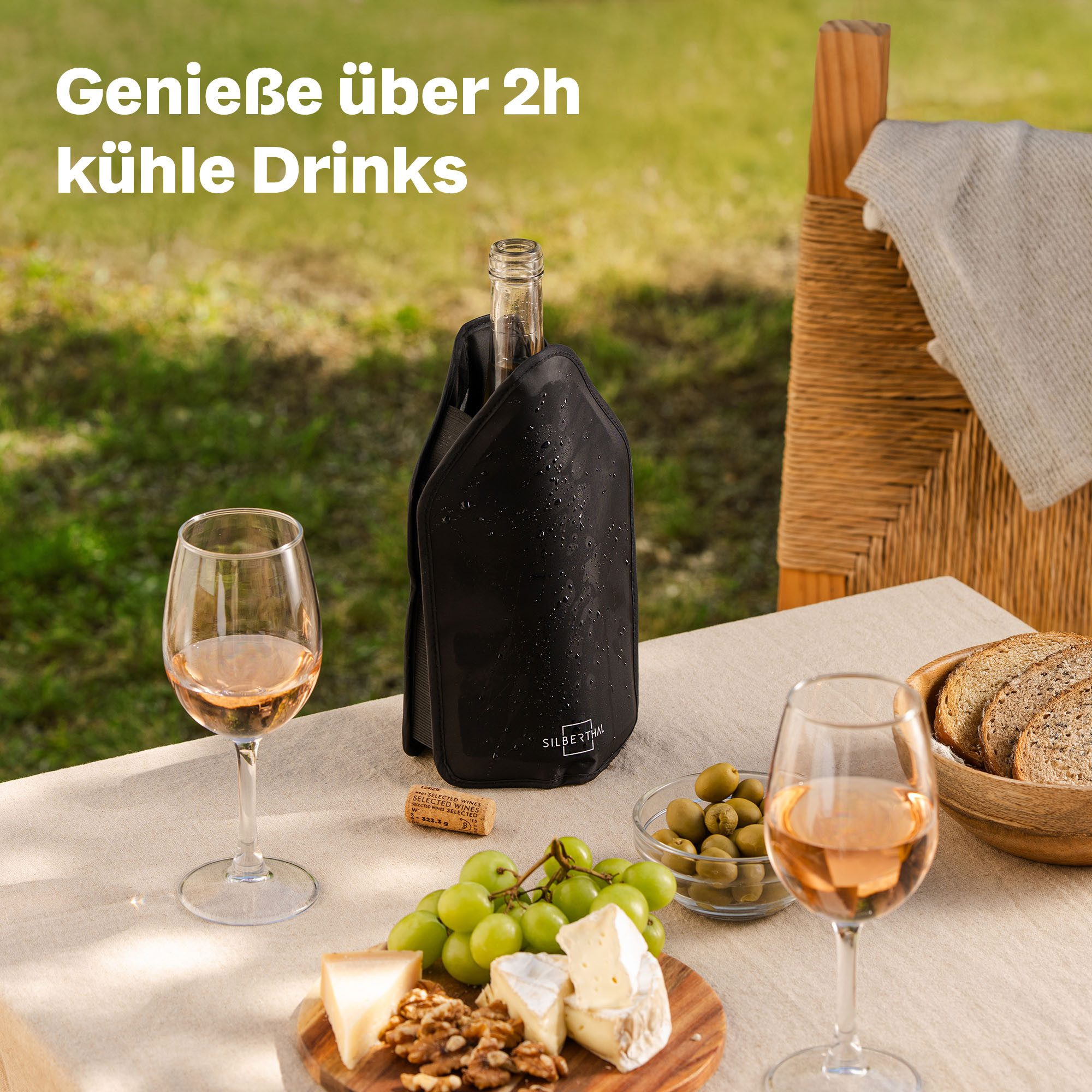 SILBERTHAL Wein- und Sektkühler Kühlmanschette für Flaschen 2er Set, bis zu 2h kühl, für 0,7 - 1L Flaschen, Wasserabweisend, flexibel