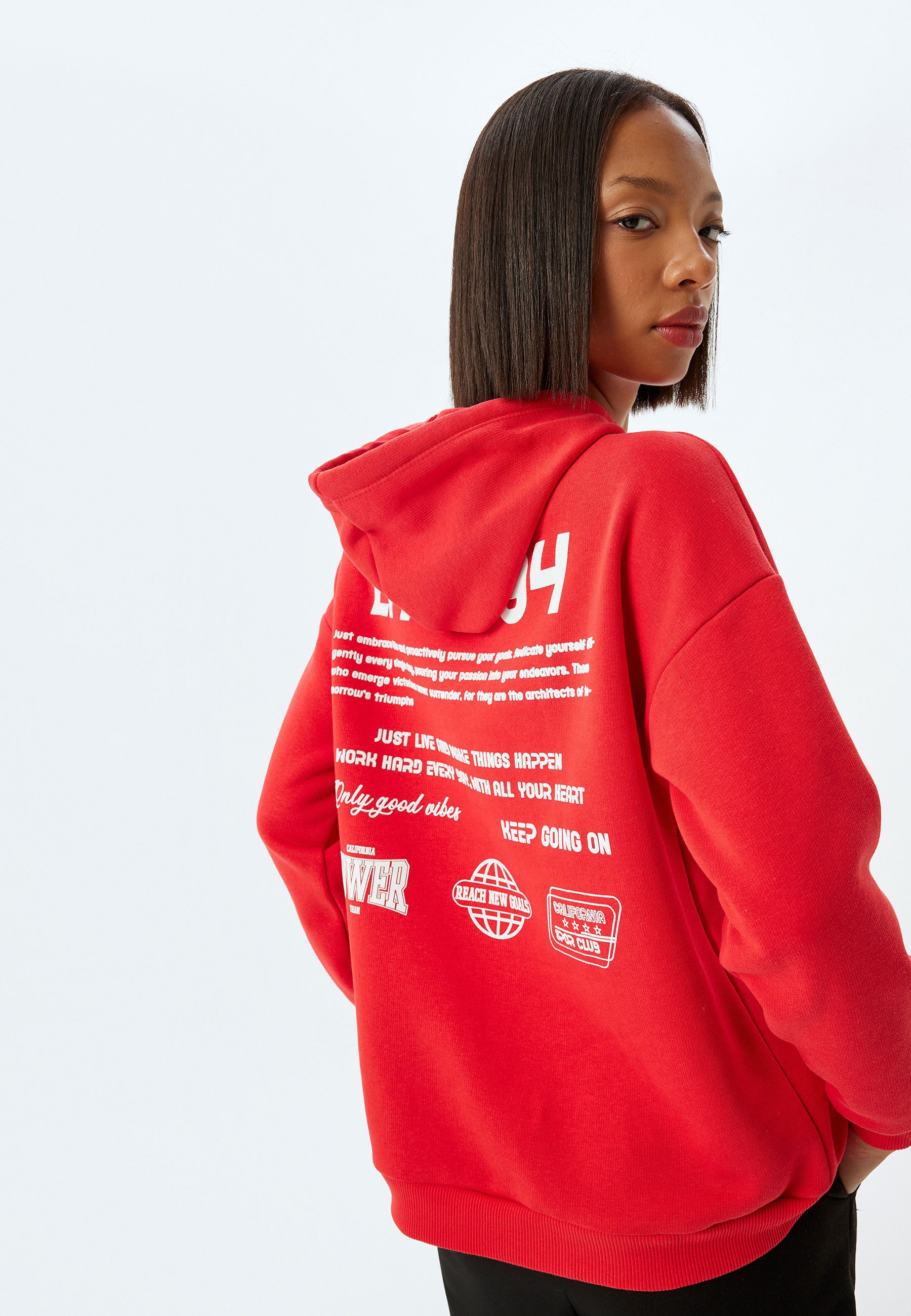 Koton Kapuzensweatshirt Kapuzenkragen Mit Aufdruck günstig online kaufen