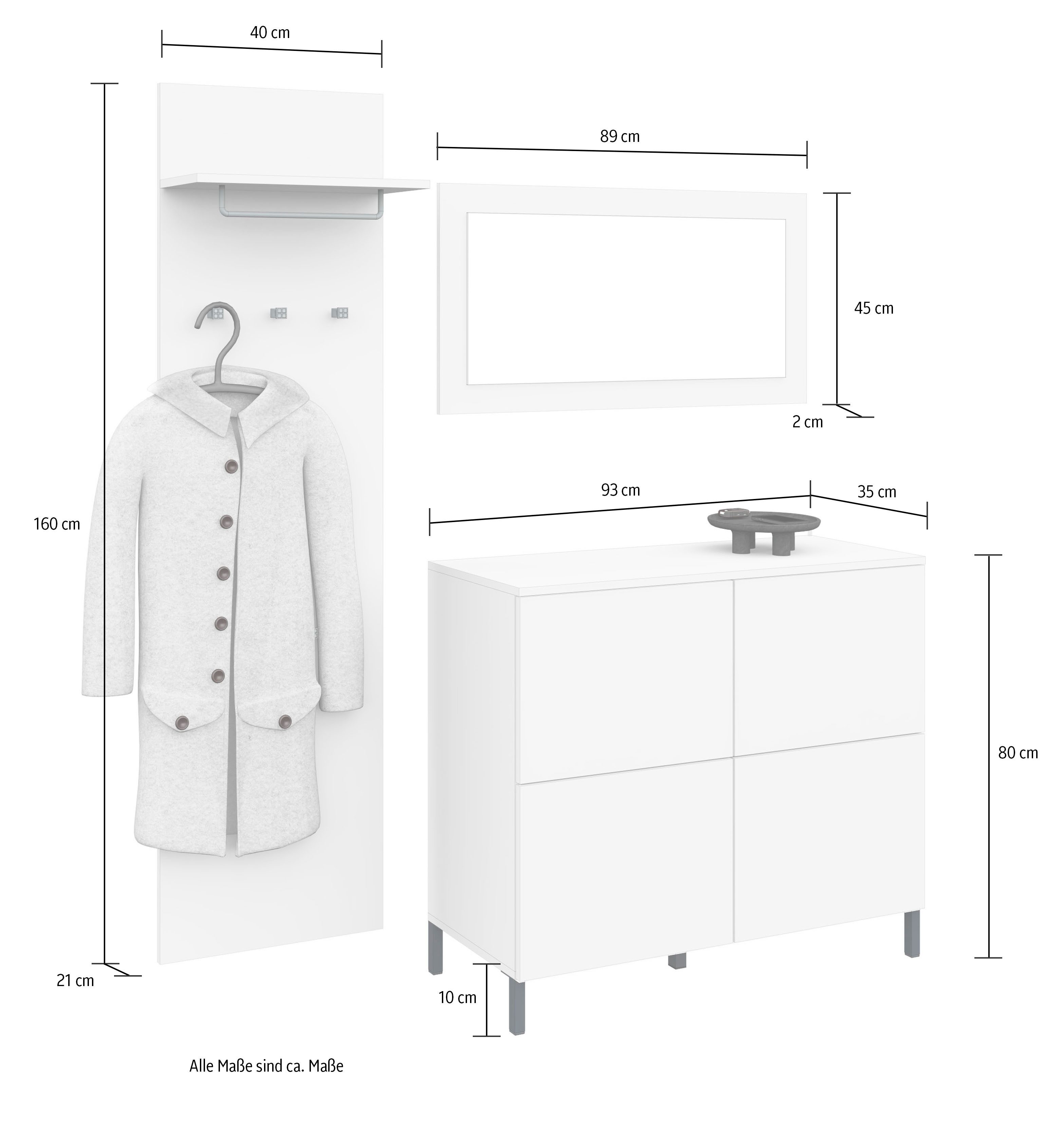 borchardt Möbel Garderoben-Set Haama, 3-tlg.