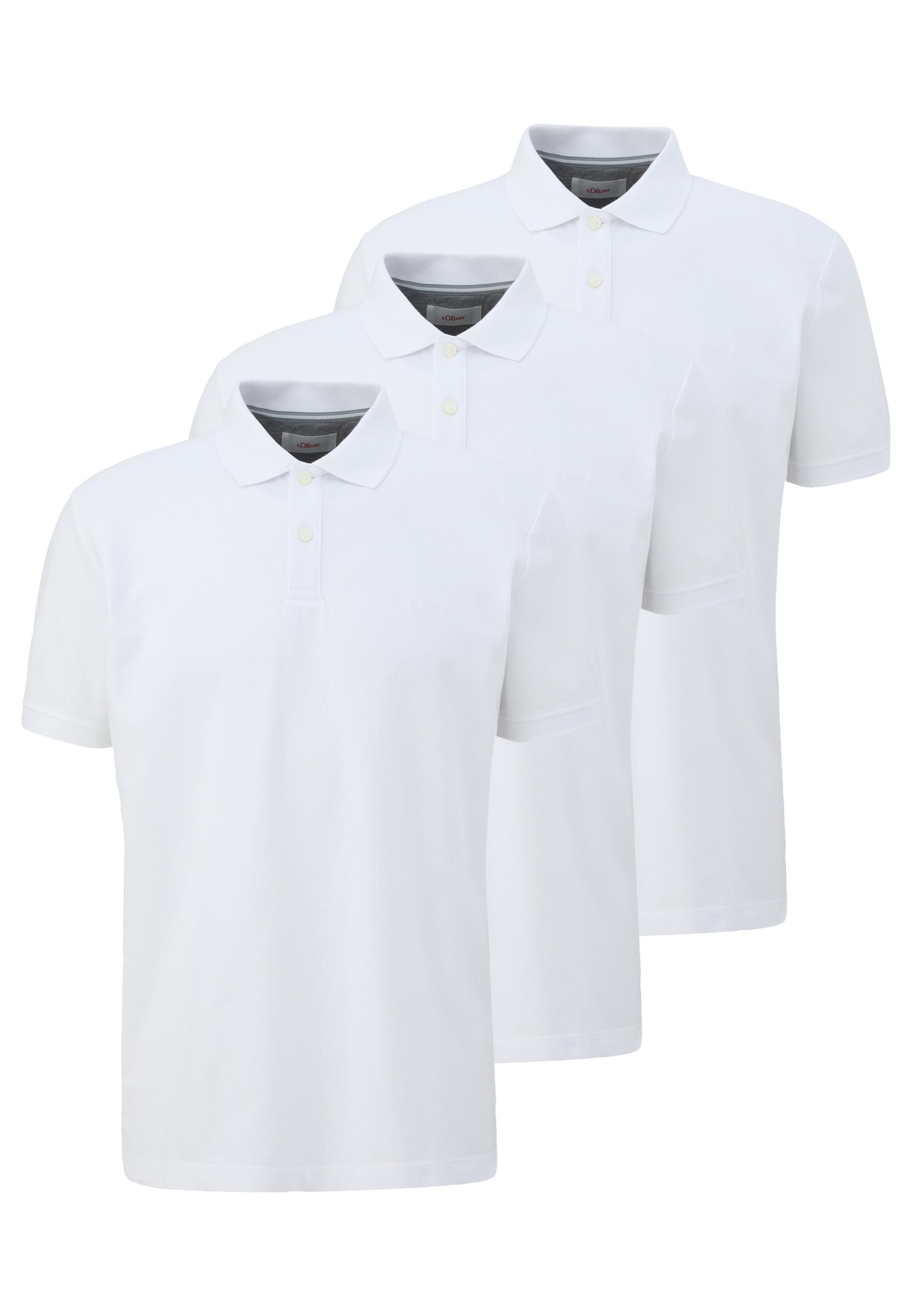 s.Oliver Poloshirt 3er Pack Basic (Spar-Set, 3-tlg) Poloshirt - Baumwolle - Atmungsaktiv - Piqué Qualität