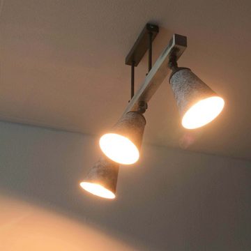Licht-Erlebnisse Deckenstrahler AGAP, ohne Leuchtmittel, Deckenleuchte Shabby Weiß Grau gemustert Metall Holz Küche Lampe