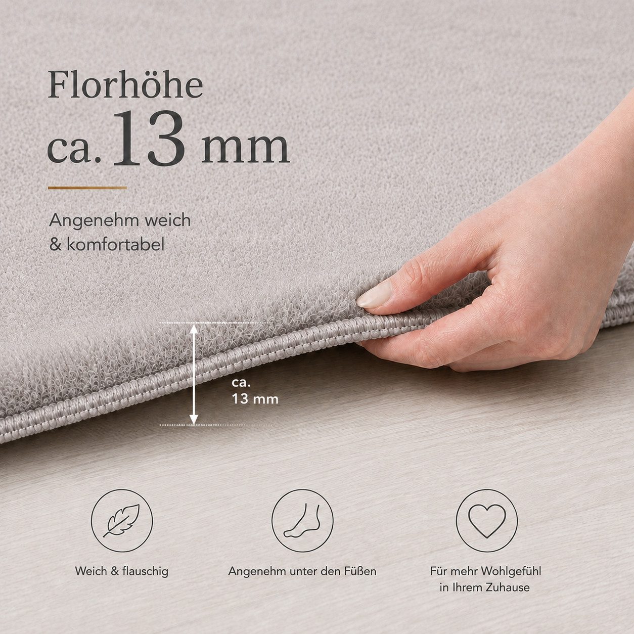Carpetilla Teppich Waschbarer Teppich– Modern & Weich für Wohnzimmer, Schlafzimmer, Rechteckig – Bild 3 von 5