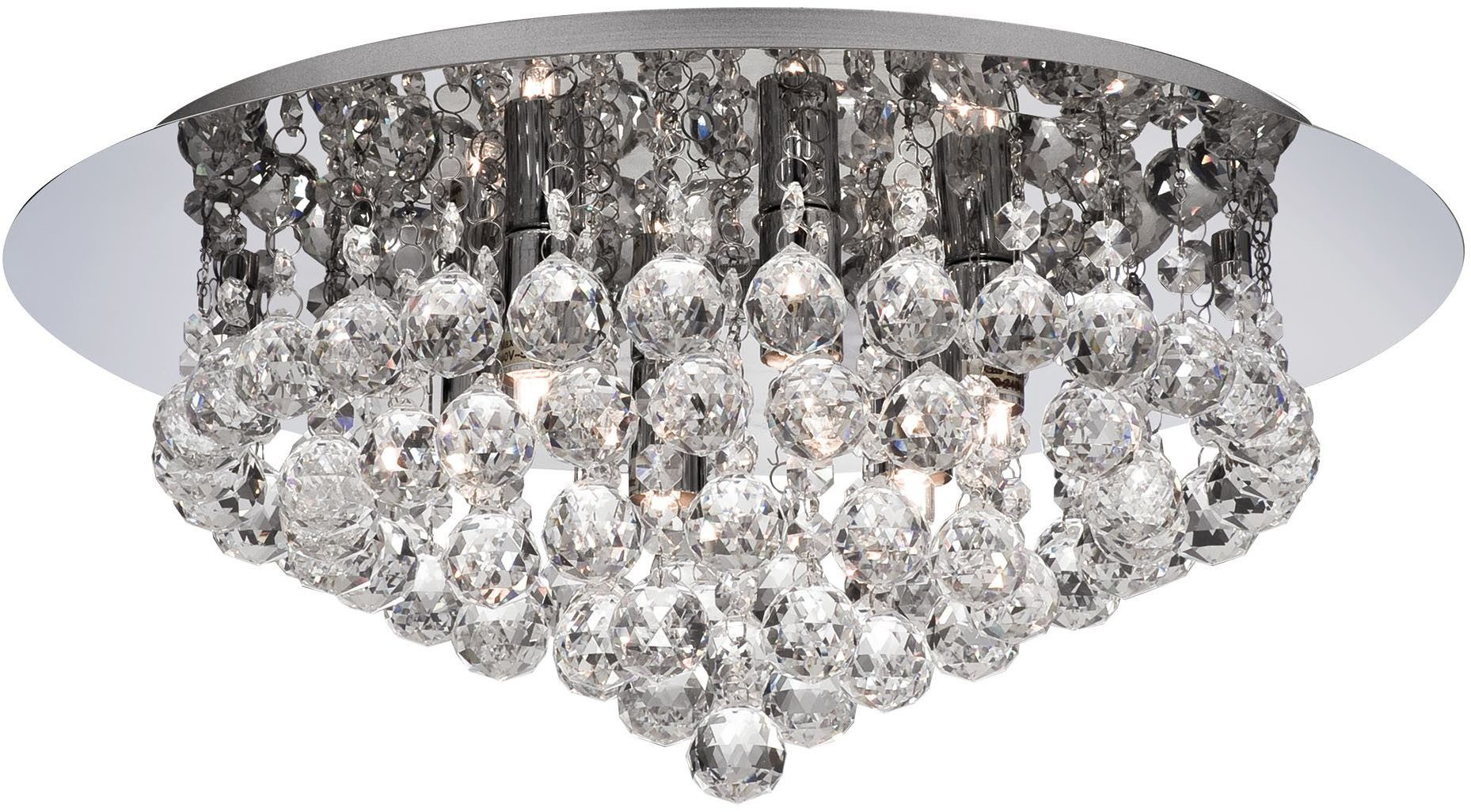 Searchlight Deckenleuchte Hanna 6Lt Flush - Chrome Metal & Clear Crystal, Leuchtmittel wechselbar