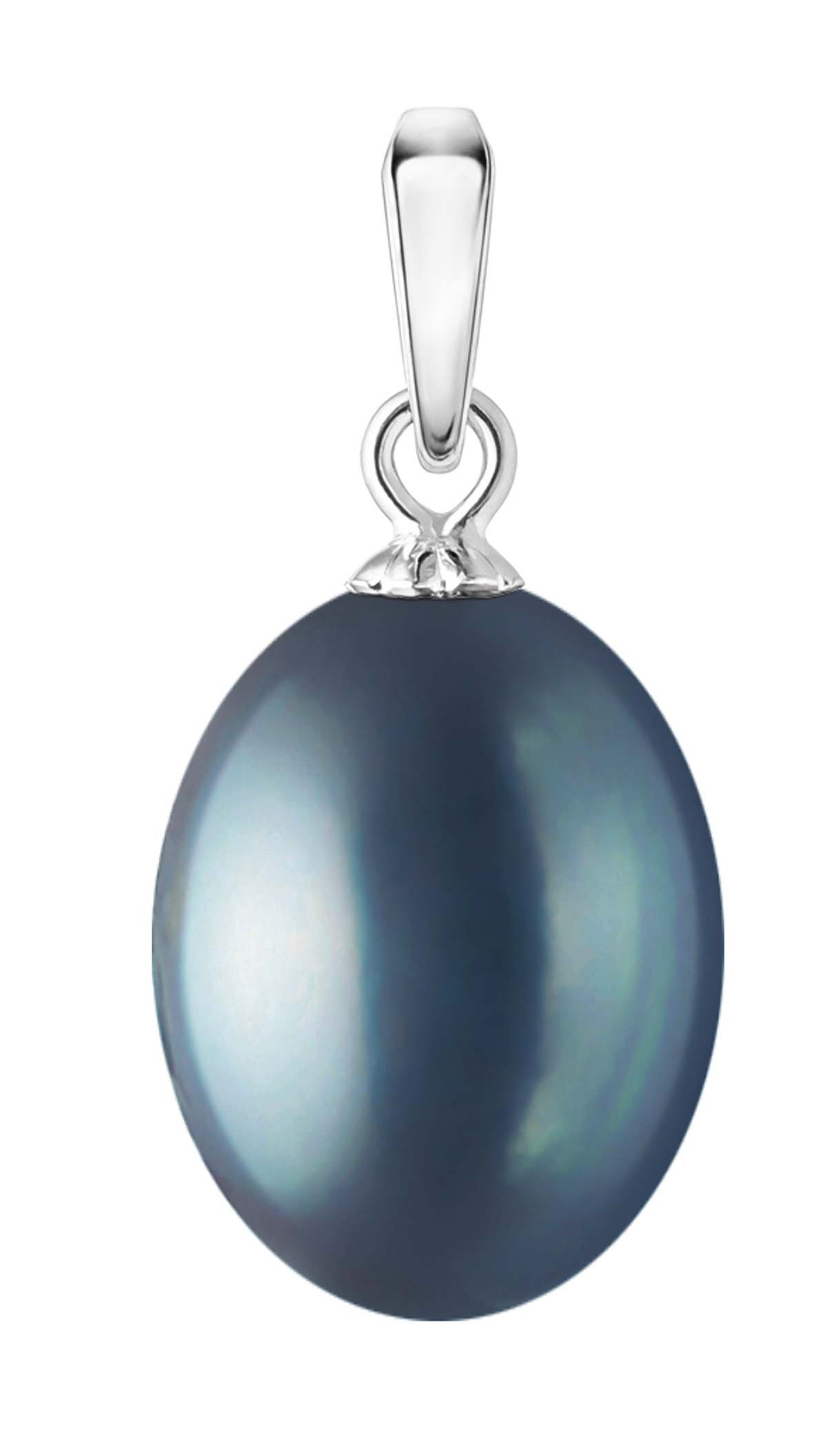 Gaura Pearls Perlenanhänger echte schwarze Süßwasserzuchtperle, 925er Sterlingsilber, rhodiniert