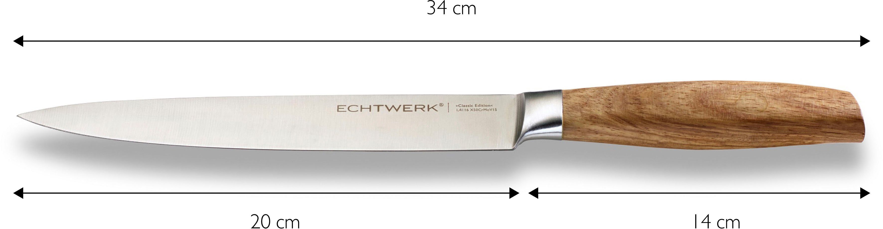 ECHTWERK Schinkenmesser Classic Edition, Filetiermesser, Edelstahl, Klingenlänge 20 cm, Griff aus Akazienholz
