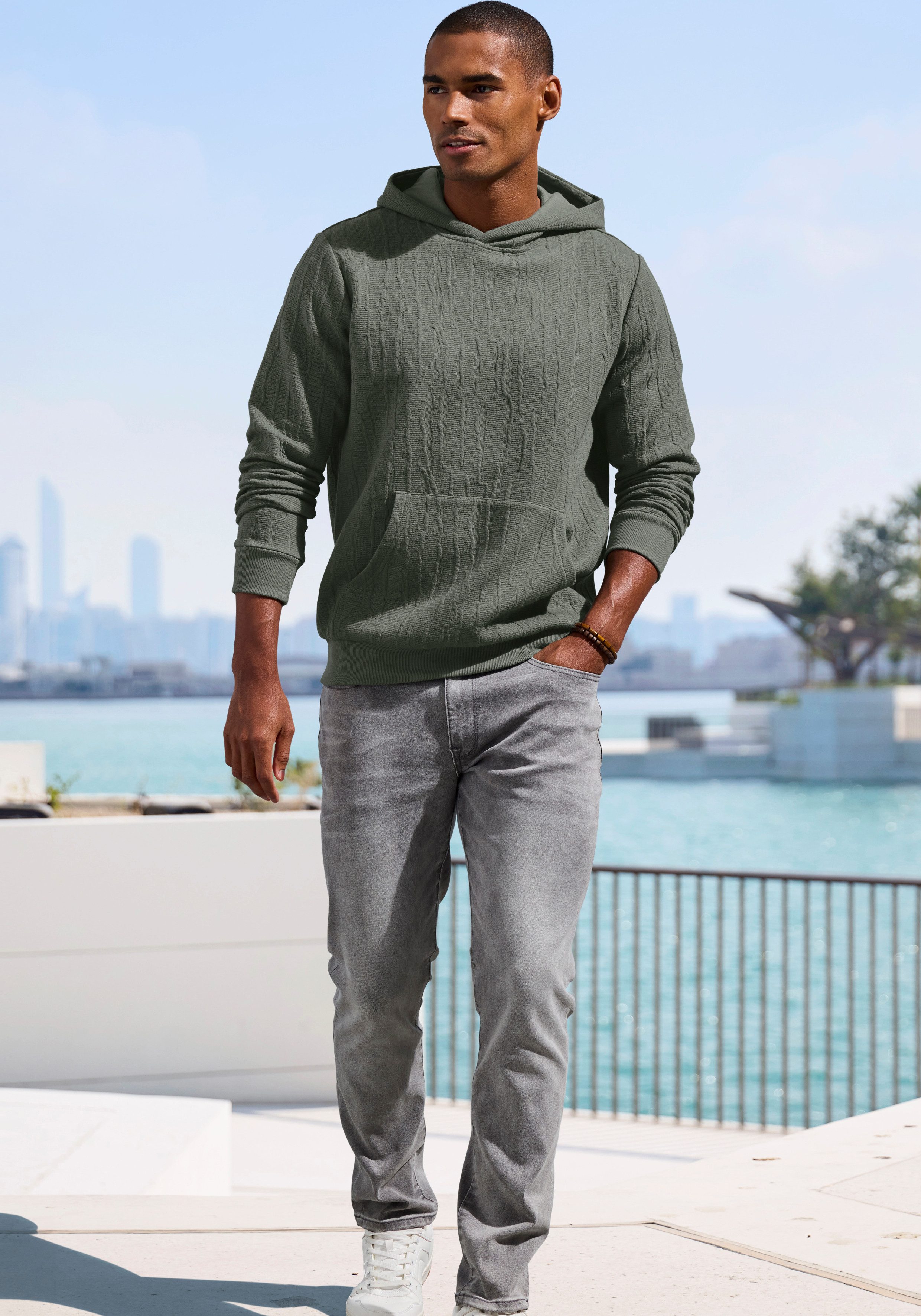 John Devin Hoodie - Struktur Sweat mit Kapuze bis Größe 5XL innen angeraute Sweatware mit besonderer Struktur-Optik – Bild 4 von 4
