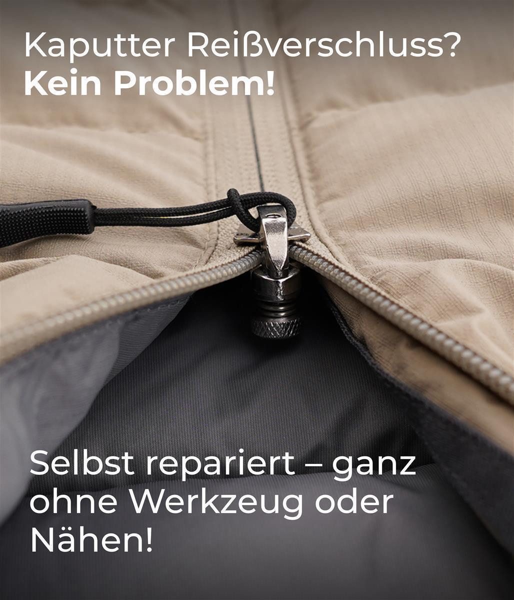 Munkees Reißverschluss FixnZip, 3er-Pack S,L,M, Graphit, Werkzeuglose Reißverschlussreparatur, ohne Nähen, universell