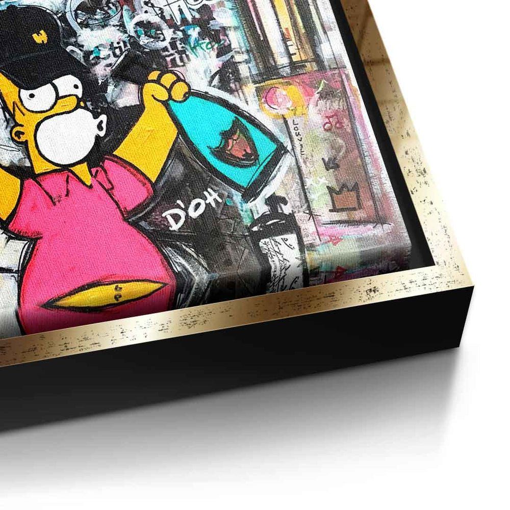 Rahmen lifestyle Pop ohne quer Leinwandbild Collage Champagner comic Art Simpsons Collage, Leinwandbild DOTCOMCANVAS® Simpson