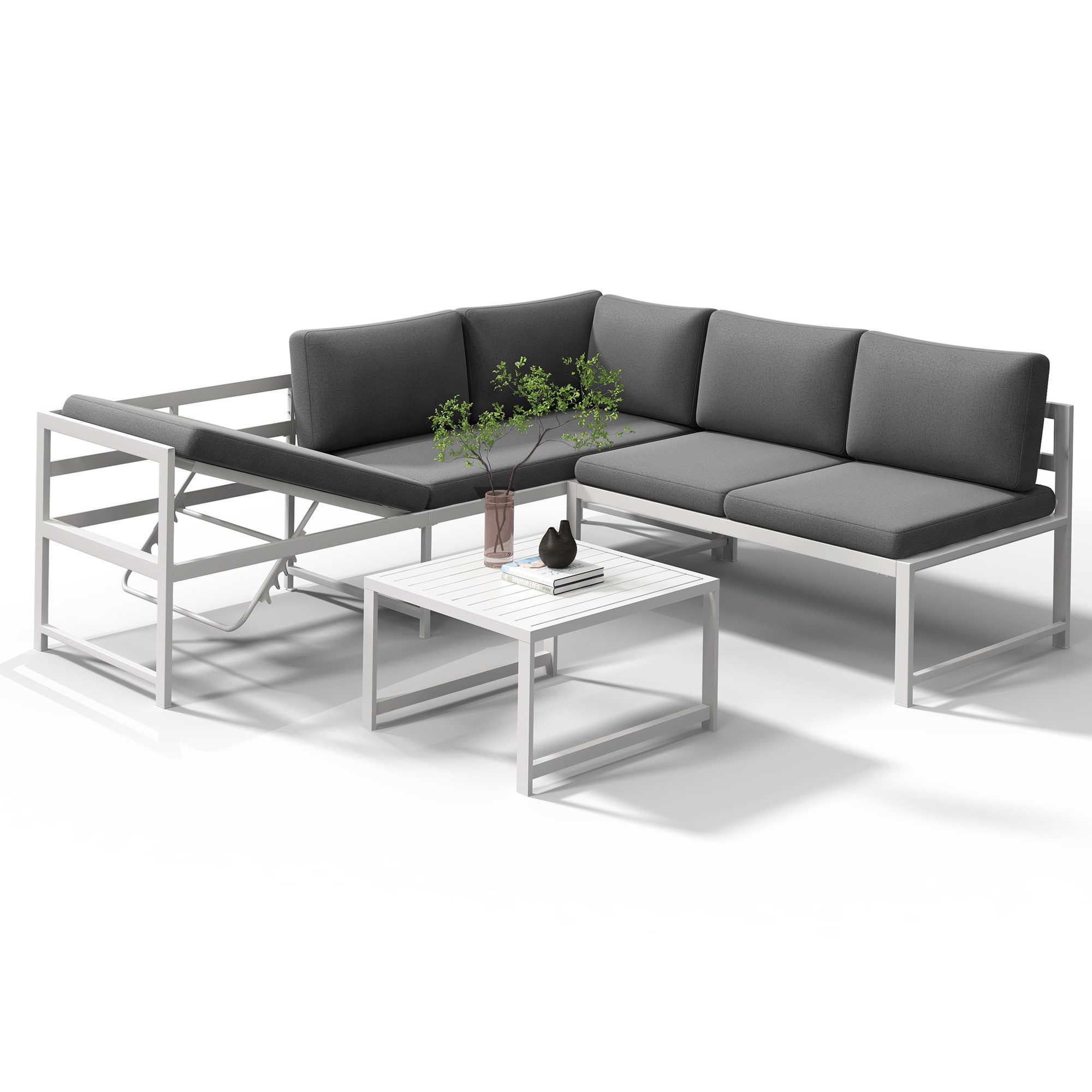 Mucola Gartenlounge-Set Ecklounge mit Liegefunktion Aluminium Sitzgruppe we günstig online kaufen
