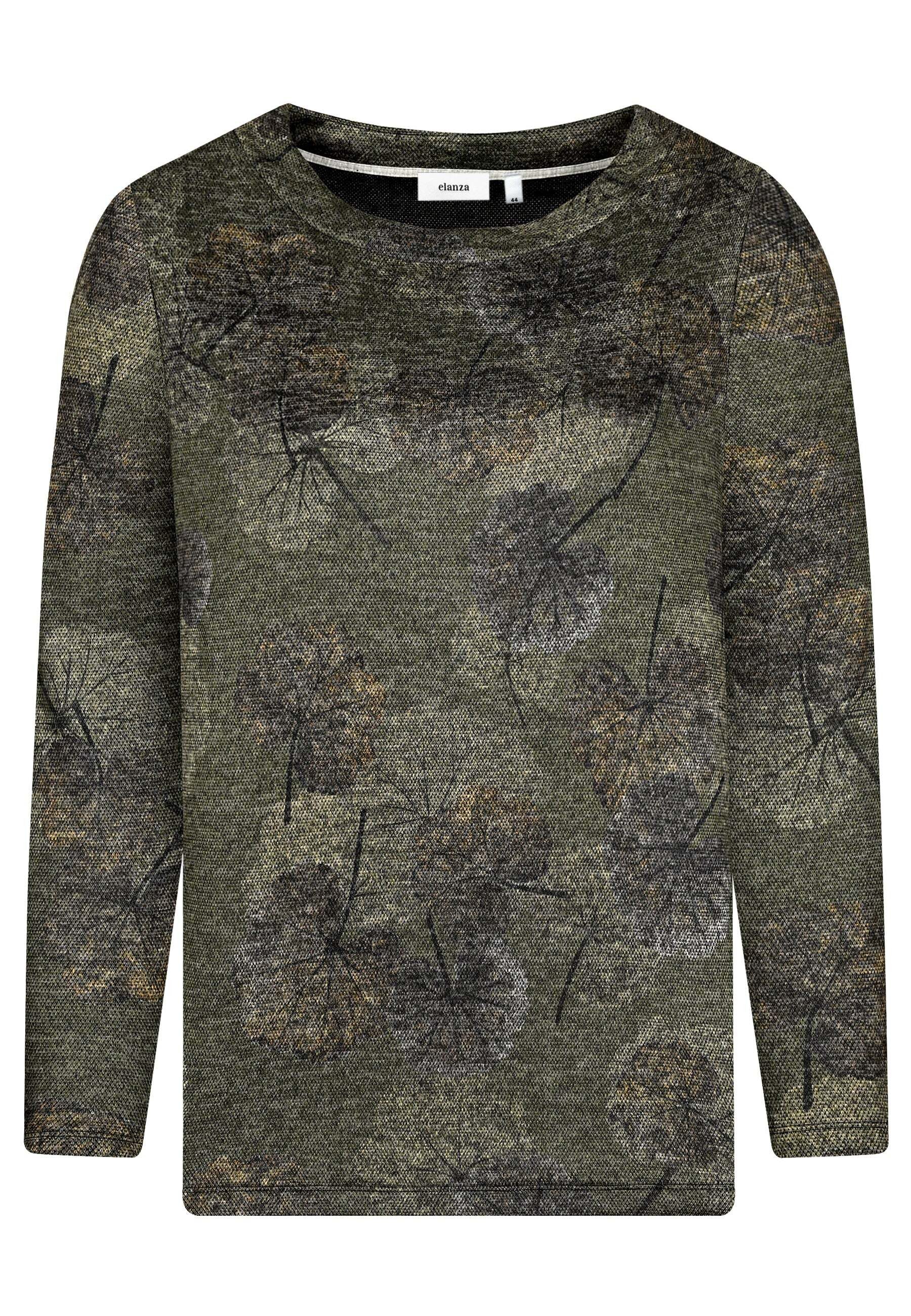 elanza T-Shirt Shirt mit Ginko-Print in Grün/Grau (1-tlg)