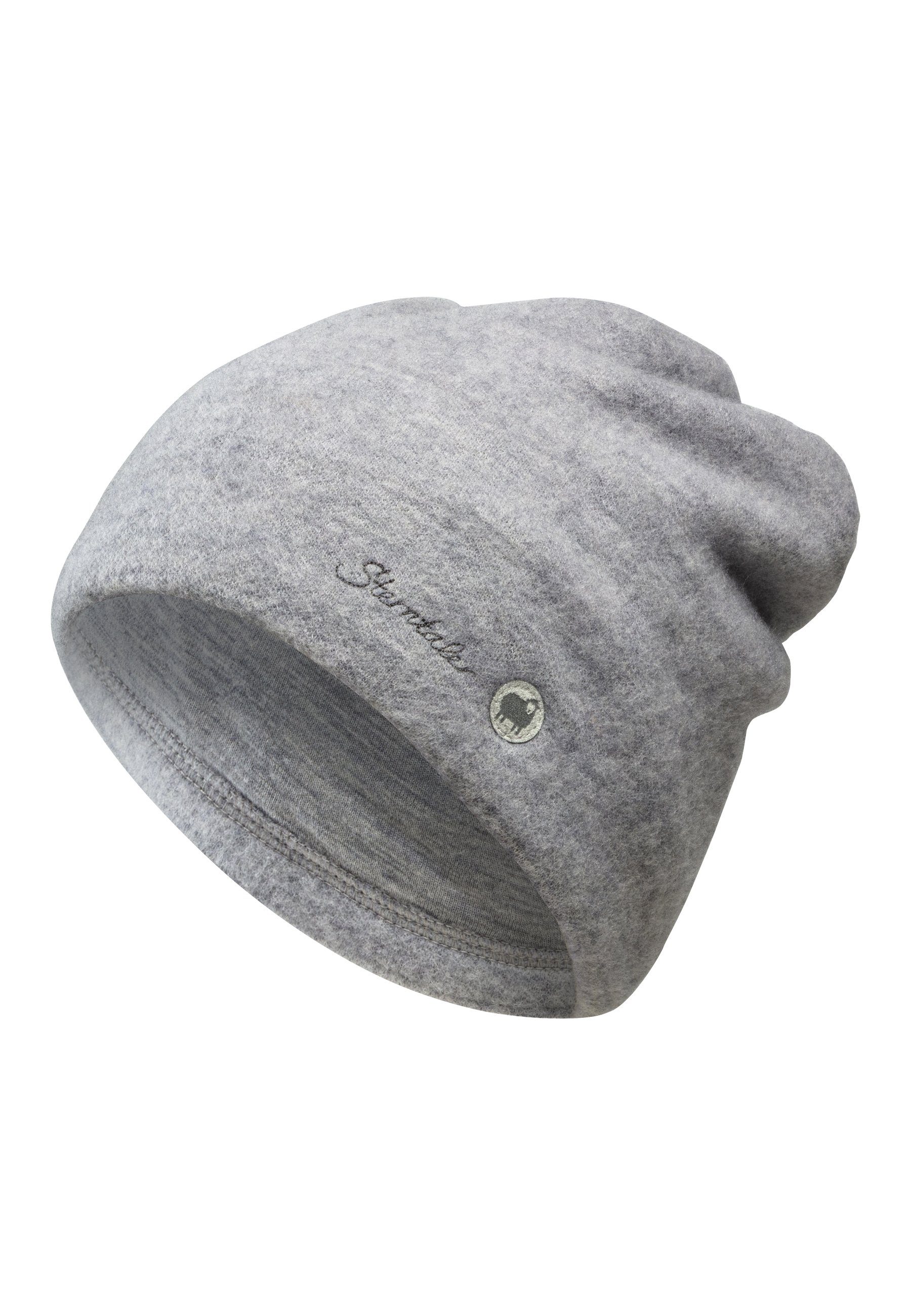 Sterntaler® Beanie Slouch-Beanie (1-St., Wintermütze aus mit Merinowolle gefüttert silber Kaschmir-Feeling melange mit Kindermütze Wolljersey)