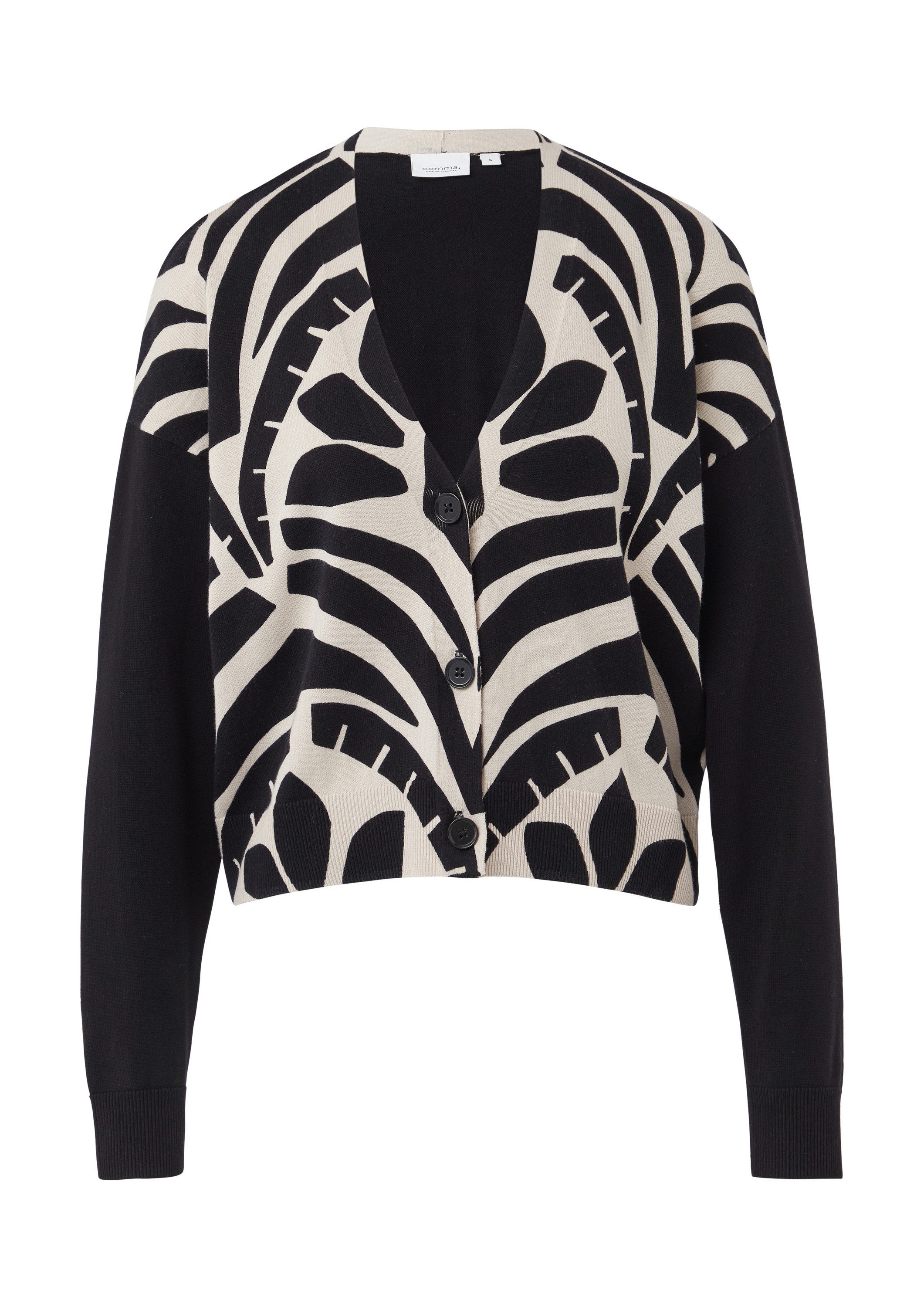 comma Cardigan Strickjacke Gemusterter Feinstrick-Cardigan günstig online kaufen
