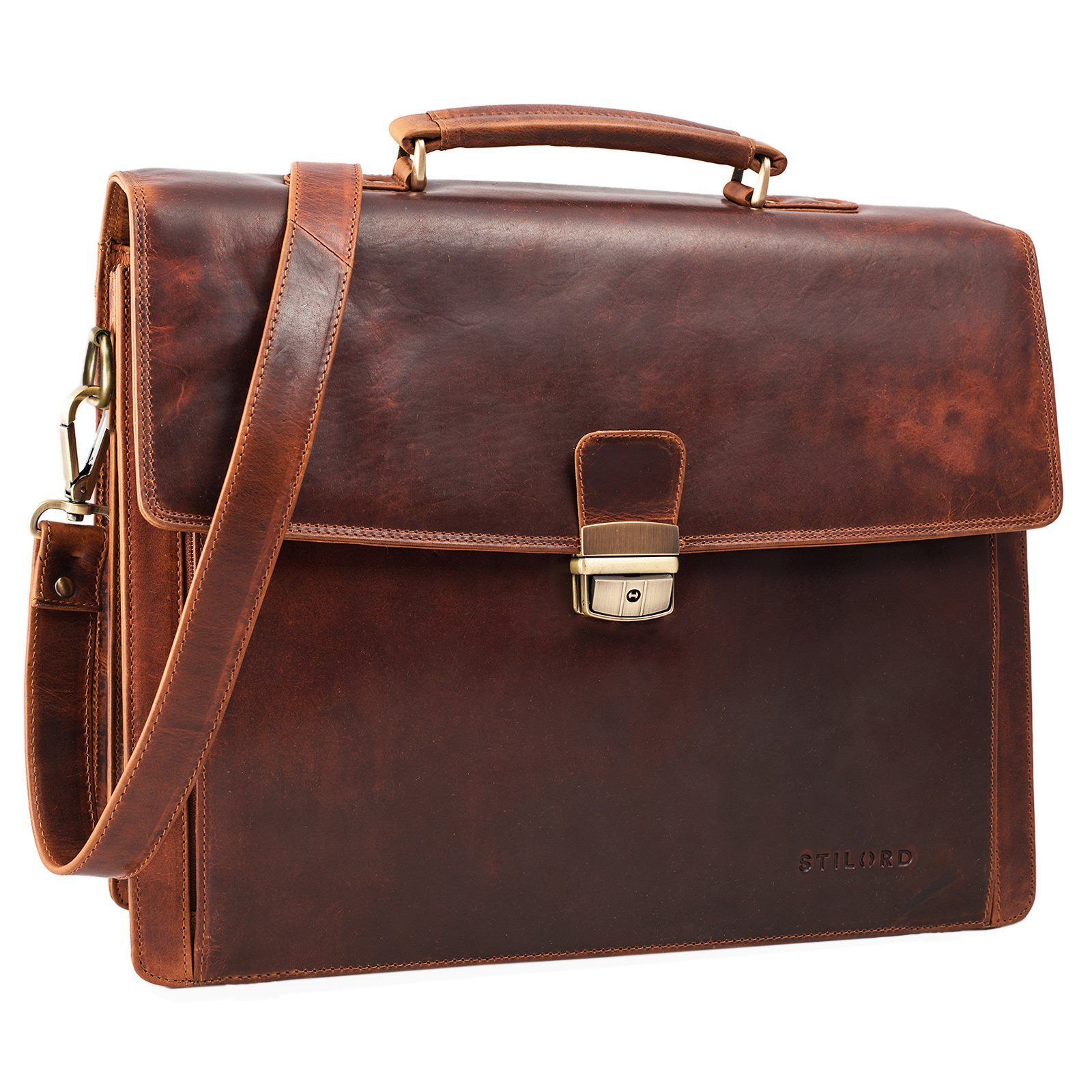 STILORD Laptoptasche "Noel" Aktentasche Leder Herren Vintage