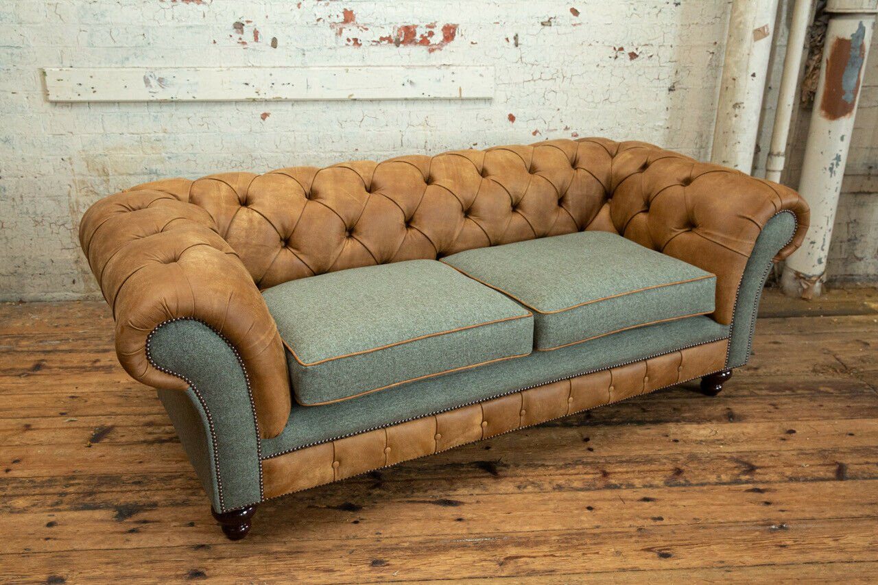 JVmoebel Chesterfield-Sofa Design Sofa mit Polster Knöpfen. Sofas Couch Couchen, Rückenlehne 3 Die Stoff Wohnzimmer Sitzer