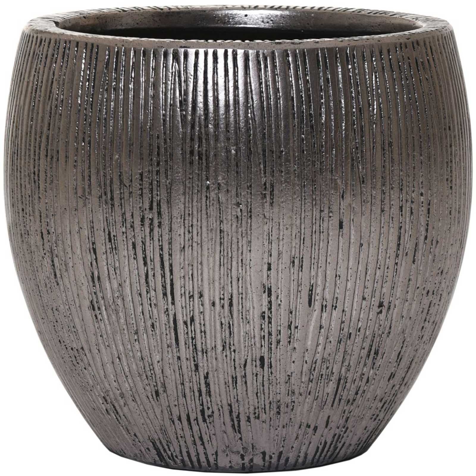 VIVANNO Blumentopf Fiberglas CAIRO Rund - Solissilber Mit Muster (1 St), 31x29 cm