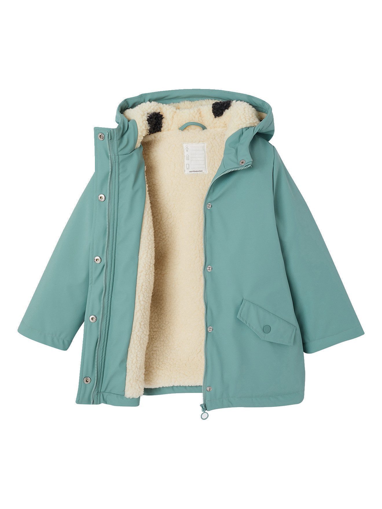 vertbaudet Regenjacke Mädchen Regenjacke mit Kapuze & Teddyfleece-Futter Teddyfleece-Futter