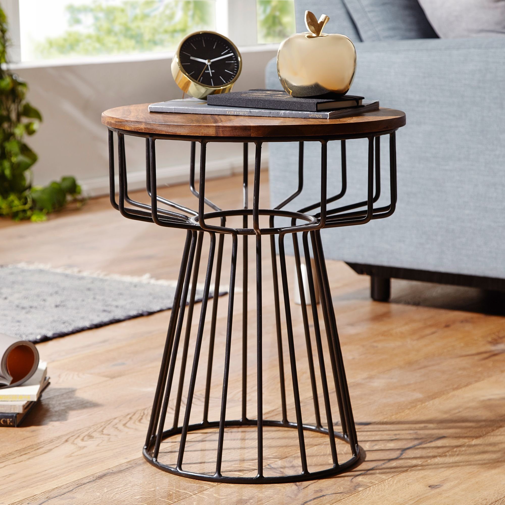 FINEBUY Beistelltisch »FB51438«, Beistelltisch Sheesham Massivholz 47 x