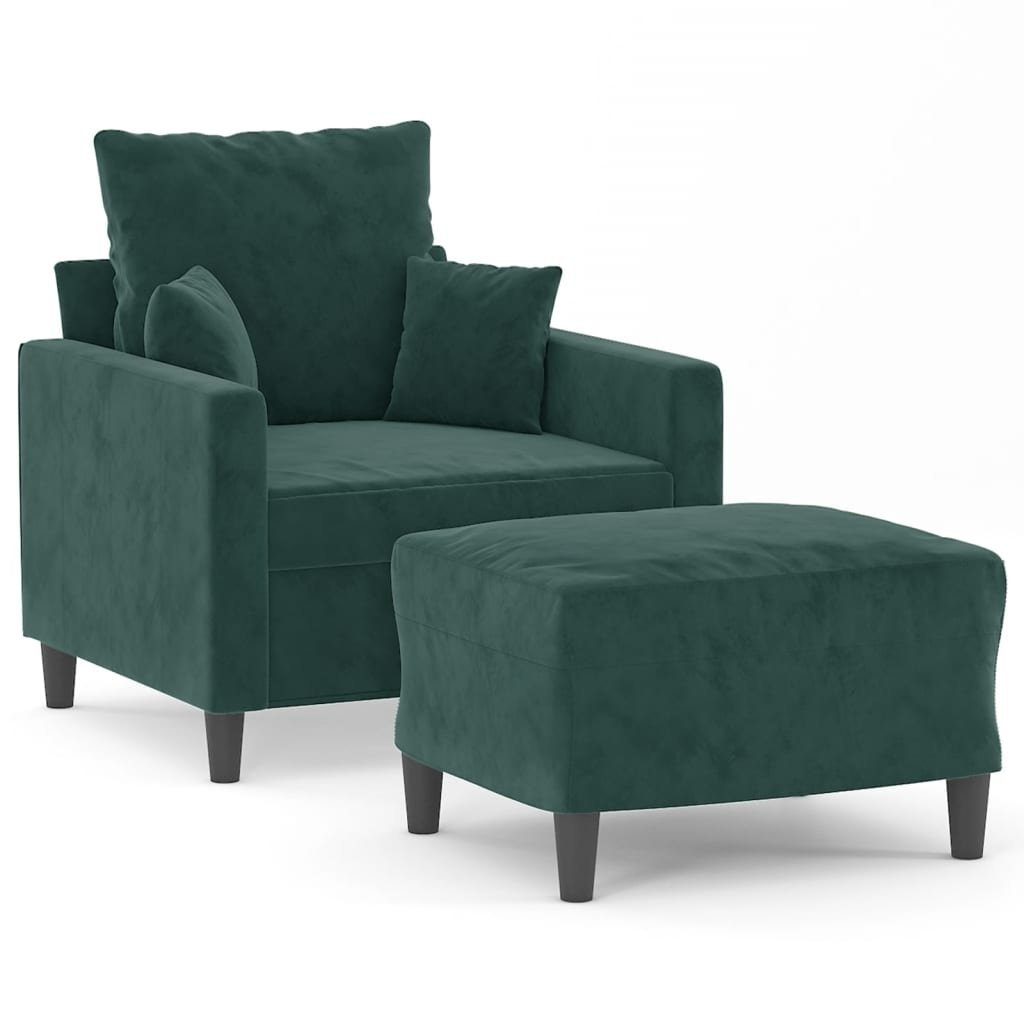 vidaXL Sofa Sessel mit Hocker Dunkelgrün günstig online kaufen