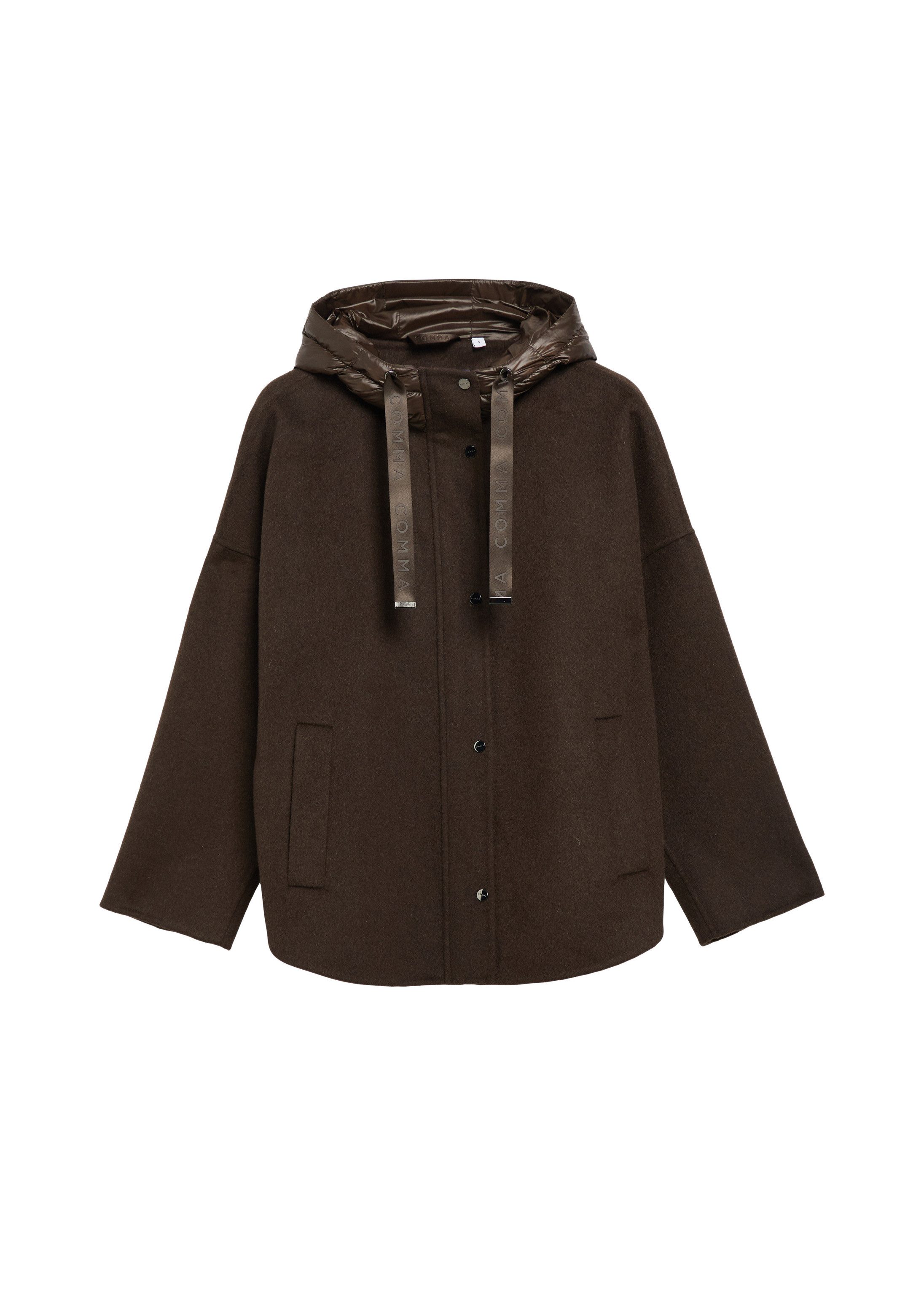 comma Winterjacke Outdoor-Jacke Cape-Jacke aus Doubleface mit Nylon-Kapuze
