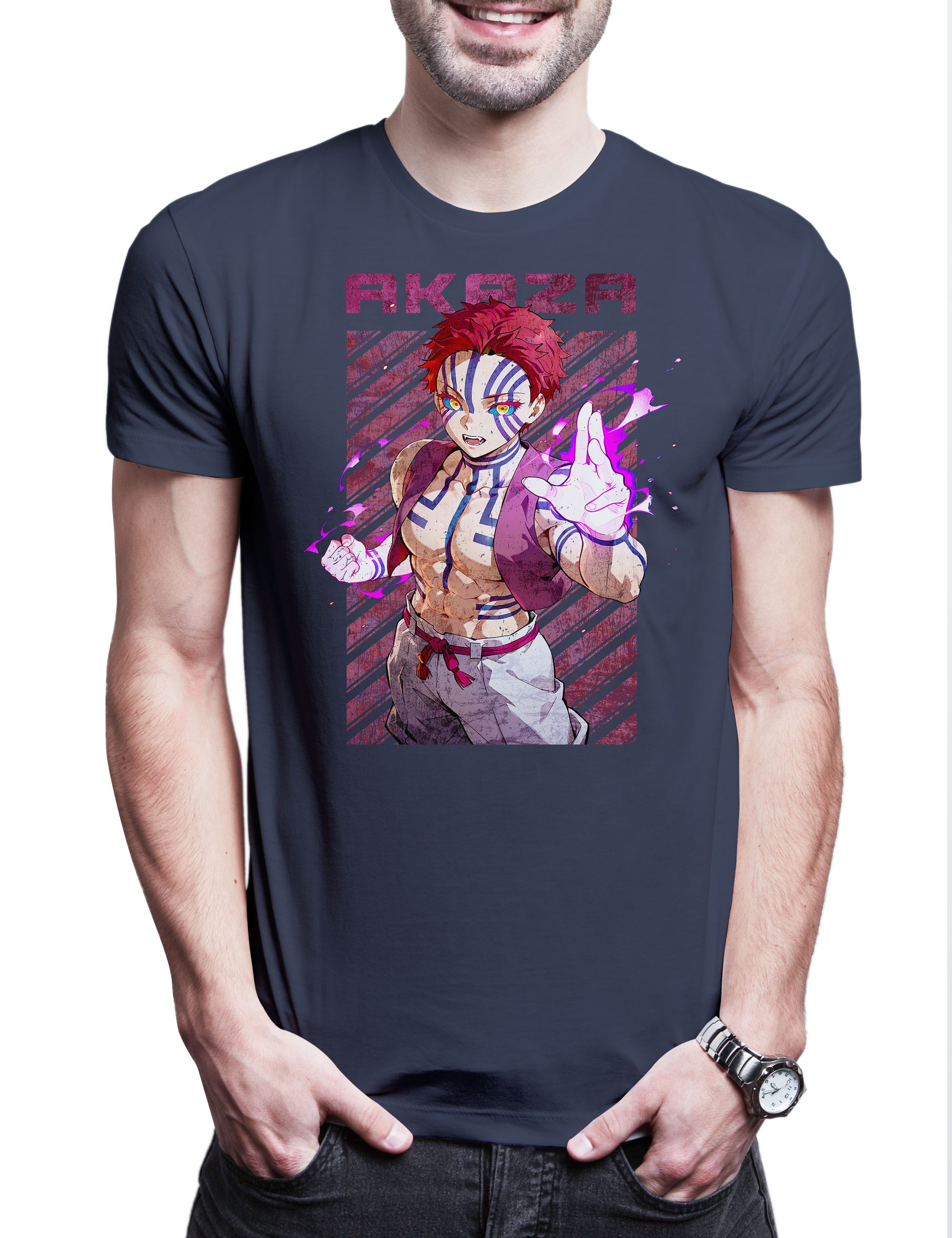Print-Shirt Anime Akaza 4 Herren T-Shirt Kamado Nezuko Slayer Zenitsu Inosuke