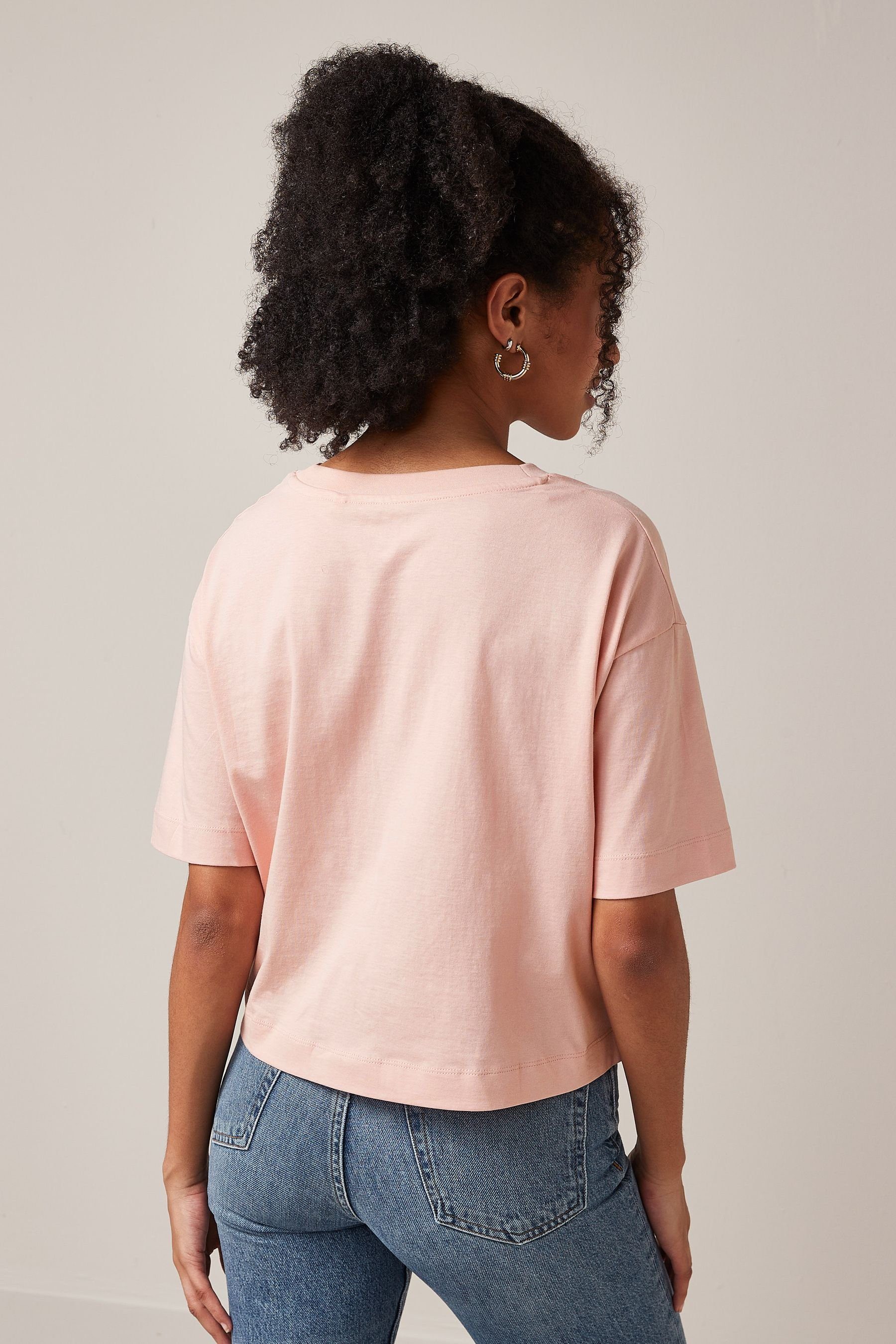 Relaxed (1-tlg) Next T-Shirt Kastiges Rose T-Shirt Pink Fit