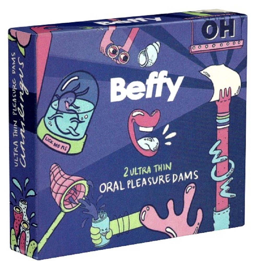 Asha International Kondome Beffy Oral Dam (Lecktuch ohne Geschmack) für Vagina und Anus geeignet, Packung mit, 2 St., geruchsneutrale Lecktücher, Latextücher für Oralverkehr