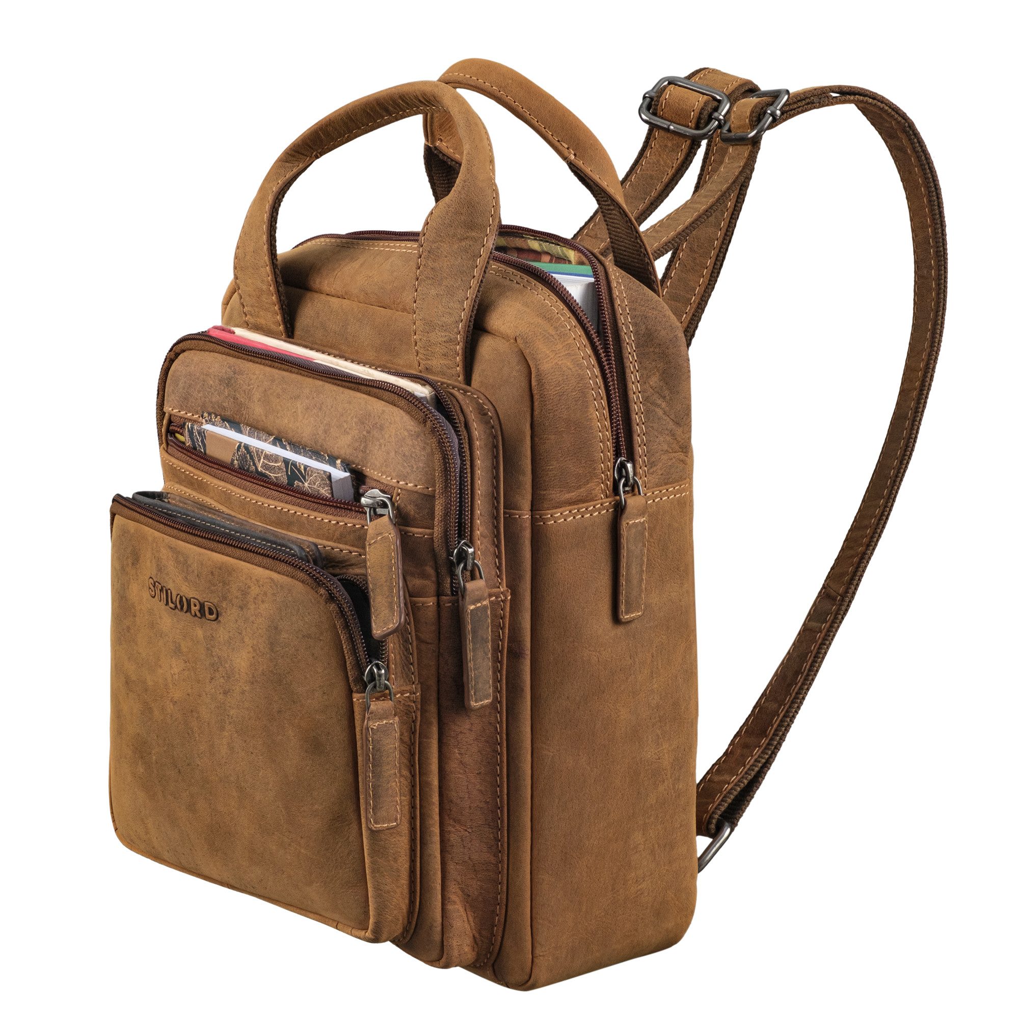 STILORD Cityrucksack "Maple" Rucksack Tasche Damen Echtes Leder mit Henkel klein – Bild 4 von 5