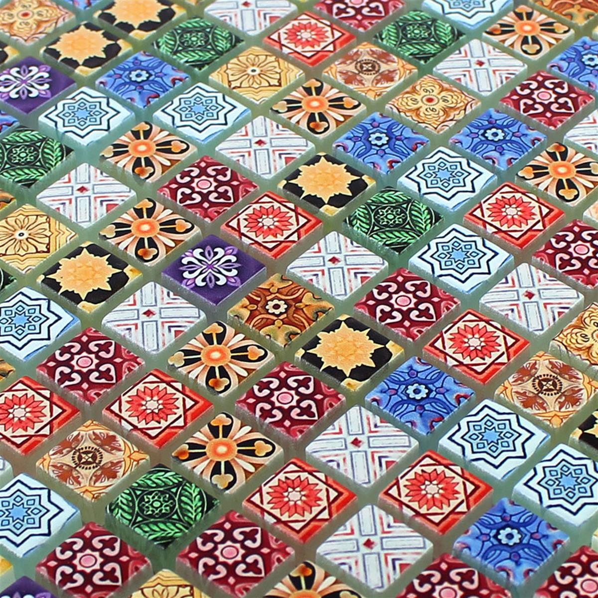 Mosafil Mosaikfliesen Glasmosaik Fliesen Marrakech, Glas 30.000x30.000, bunt, Verlegefertig auf ein Netz geklebt - Wasserfest – Bild 2 von 5
