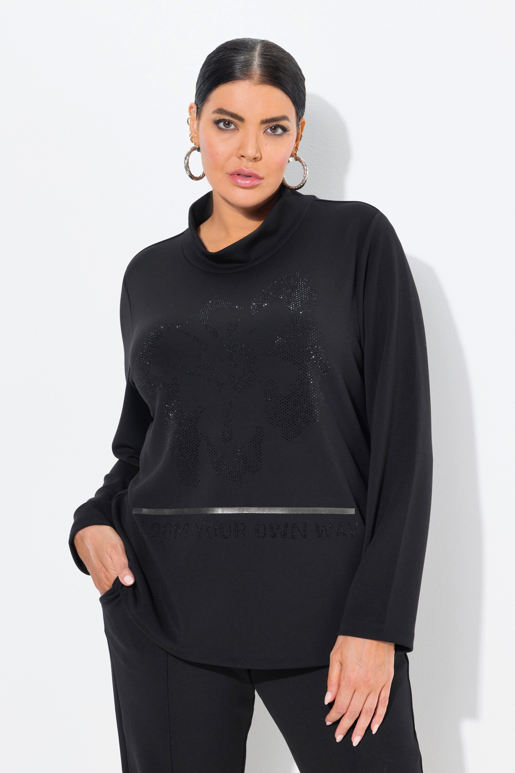 Ulla Popken Sweatshirt Sweatshirt Blüte Stehkragen günstig online kaufen