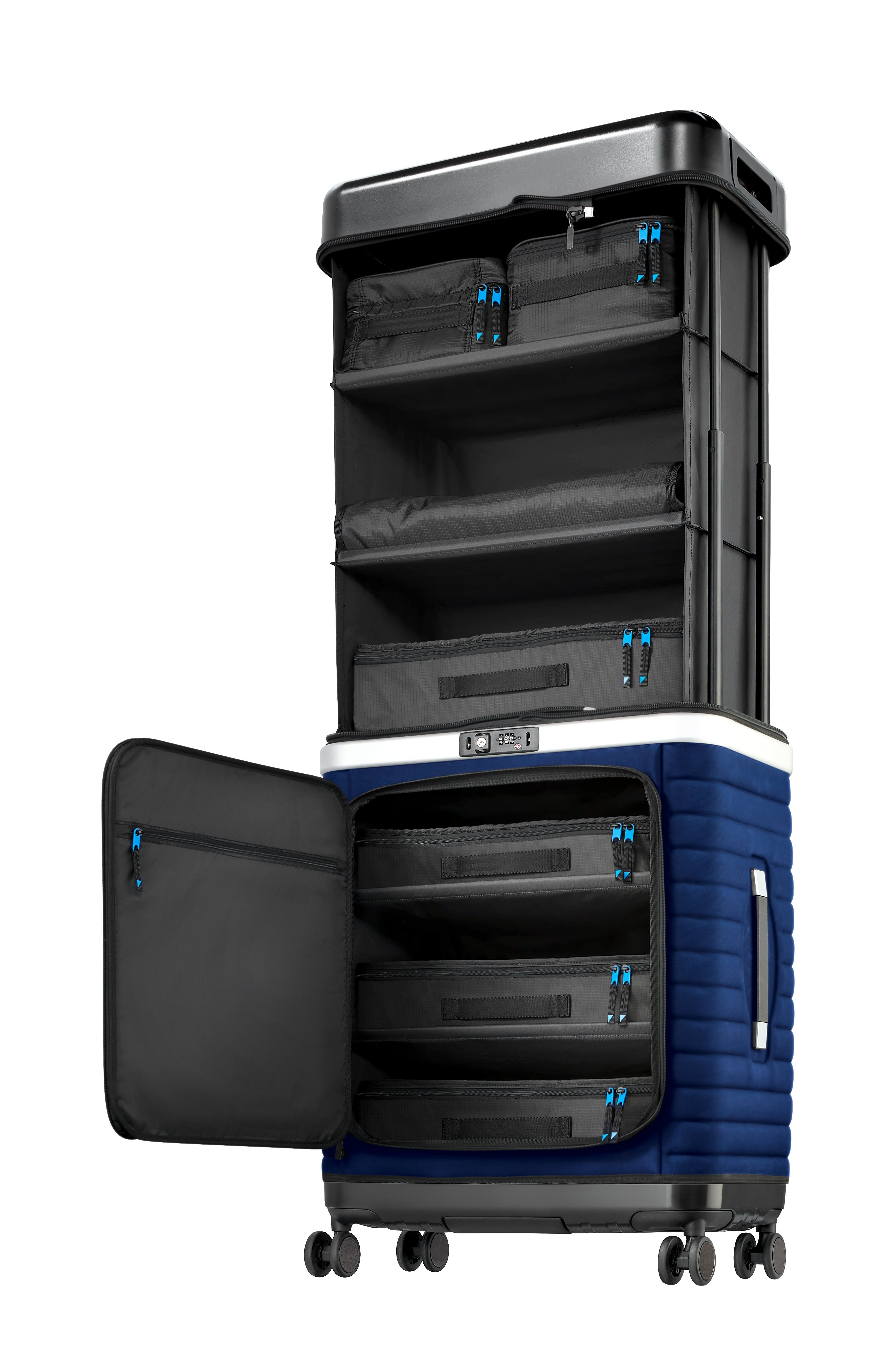 Suitcase, ausziehbarem System Pull Up Mobiler Pull GmbH Blue Pull Up Up Case Estate Koffer mit Kleiderschrank