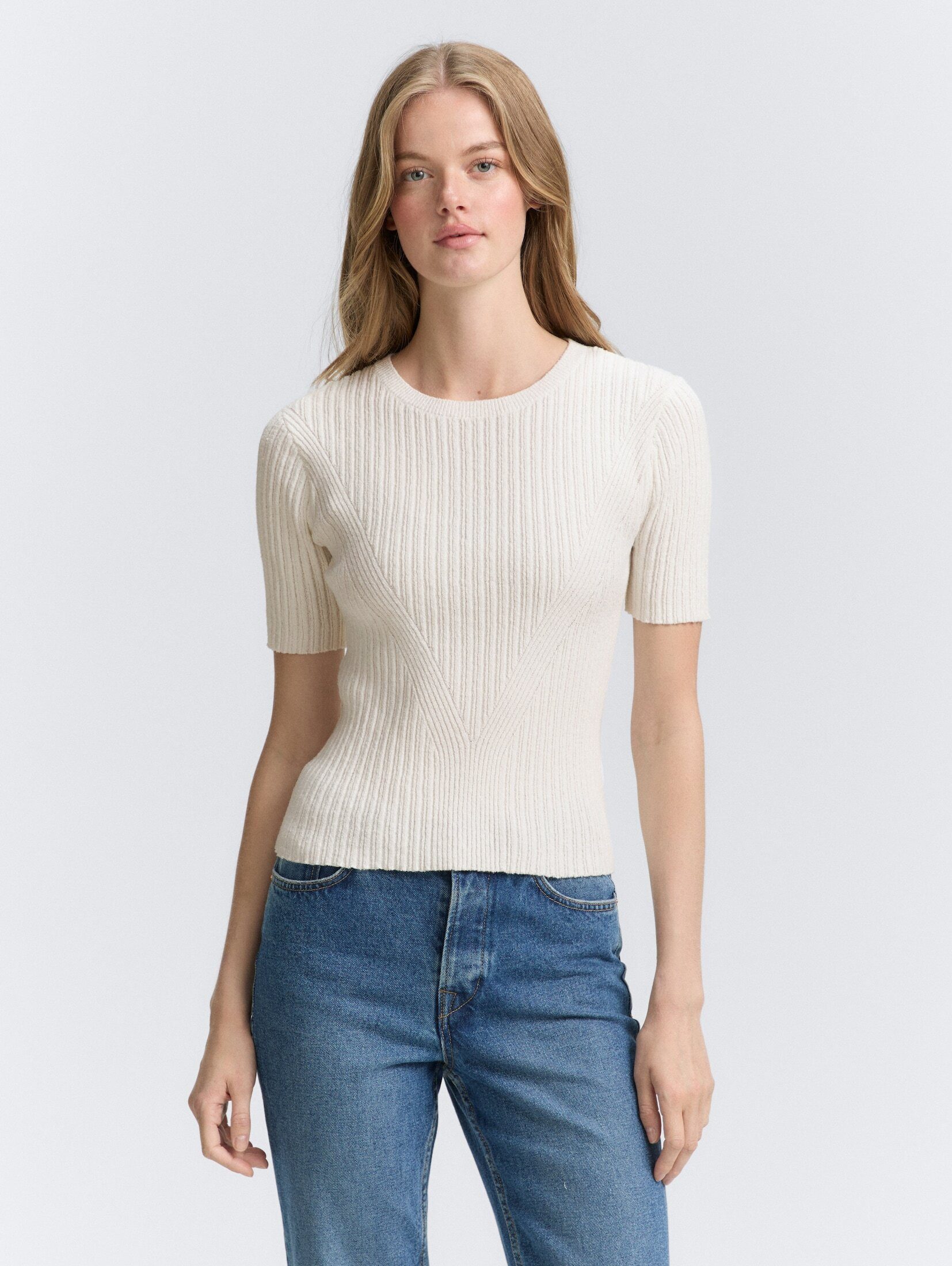 TOM TAILOR Denim Strickpullover Strickpullover mit Rippstruktur Strickpullover mit Rippstruktur