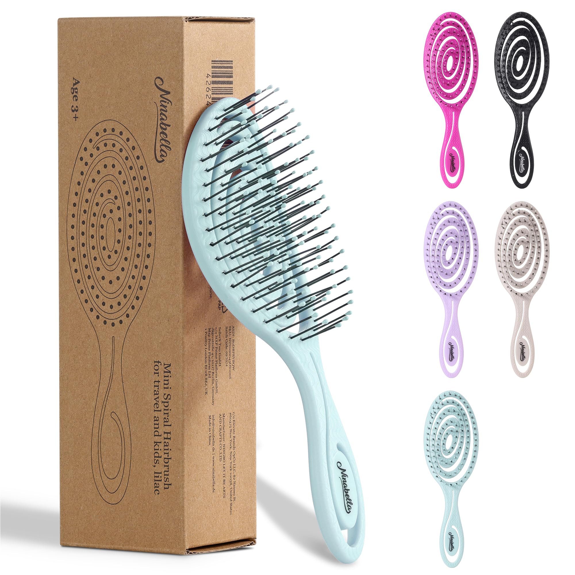 Ninabella Haarbürste Detangler Bürste - Extensions Bürste - Hair Brush - Mint Grün, 1-tlg., Mini Haarbürste ohne Ziepen - Bürste für Reisen - Entwirrbürste