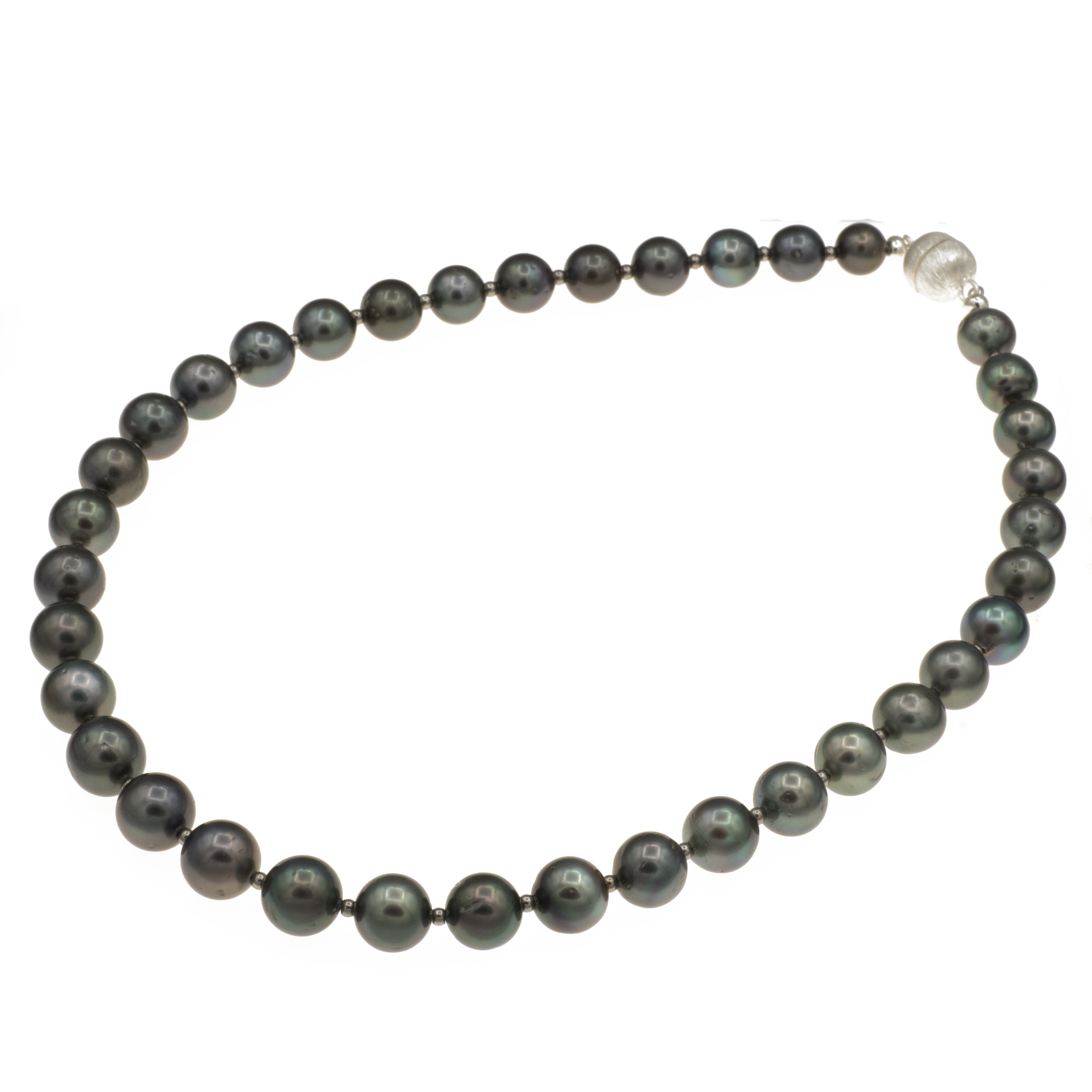 Bella Carina Perlenkette Tahiti Perlen Kette rund Perlen 10,5 - 9 mm Durchmesser 44 cm Länge, echte Tahiti Perlen, Einzelstück