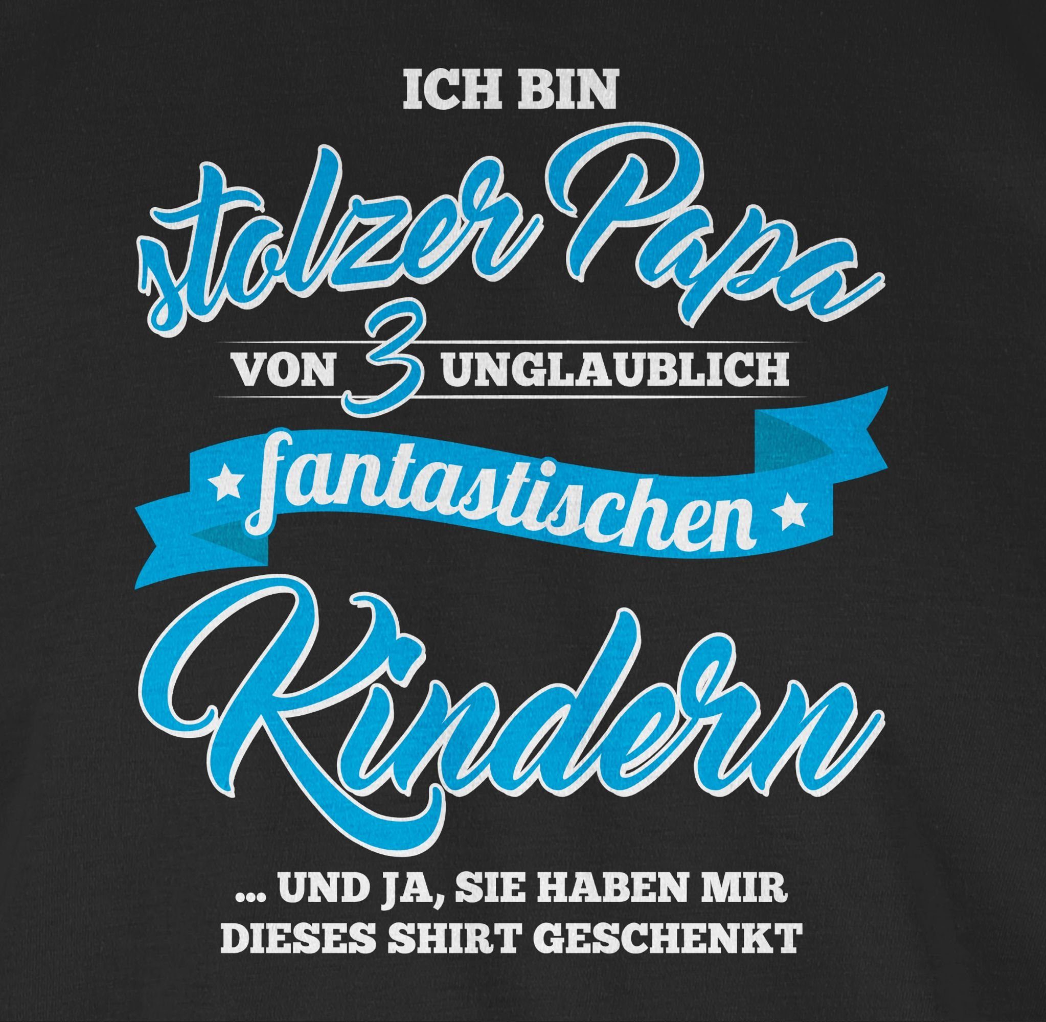 Geschenk Fantastische Papa T-Shirt Stolzer 1 Papa Kinder 3 für Shirtracer Vatertag Schwarz