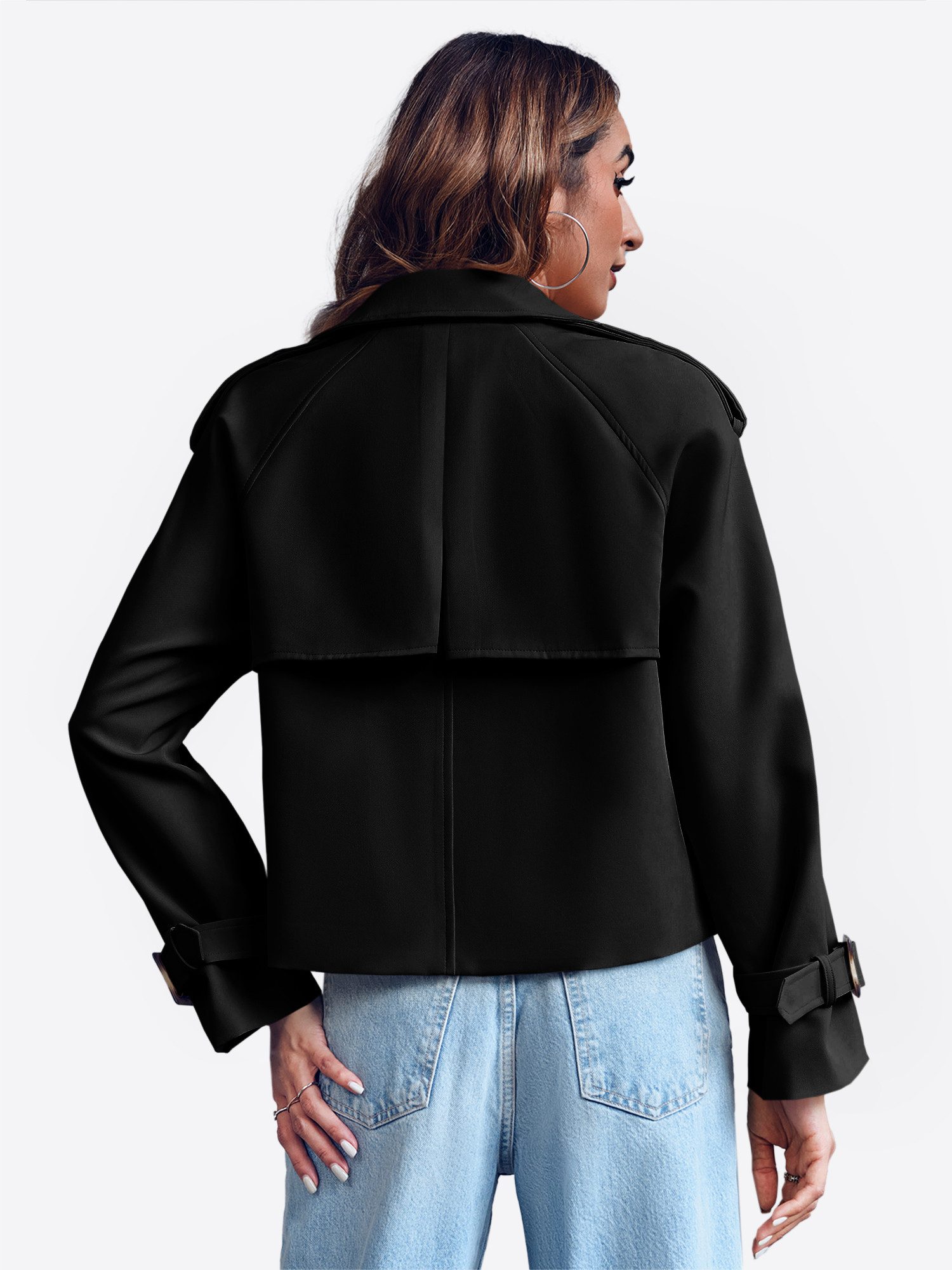 Imily Bela Trenchcoat Damen Zweireihige Casual-Kurzjacke günstig online kaufen