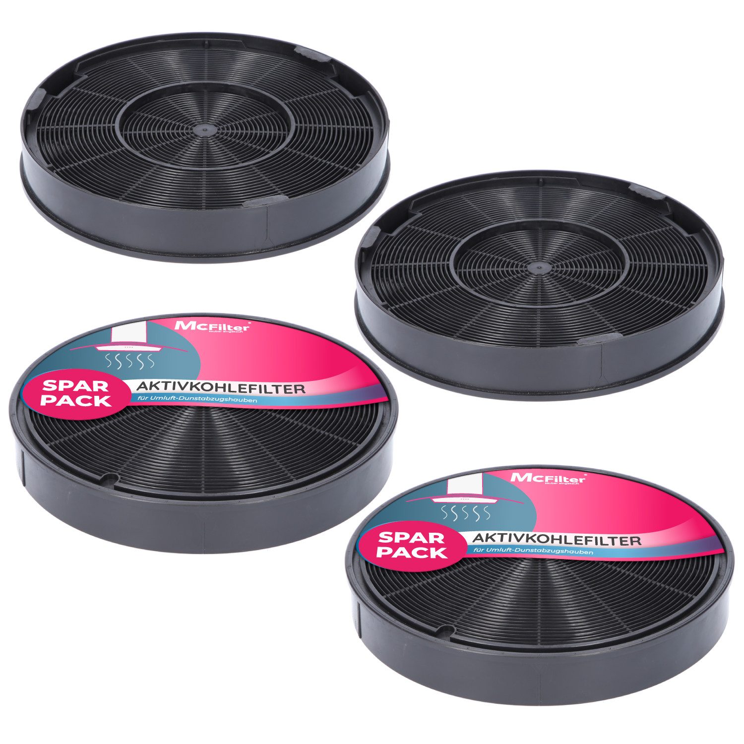 McFilter Aktivkohlefilter 4x Kohlefilter Filter, Zubehör für EFF62, Franke 112.0016.755, AEG 9029793578, Bosch/Siemens 00748732, Miele 6532971