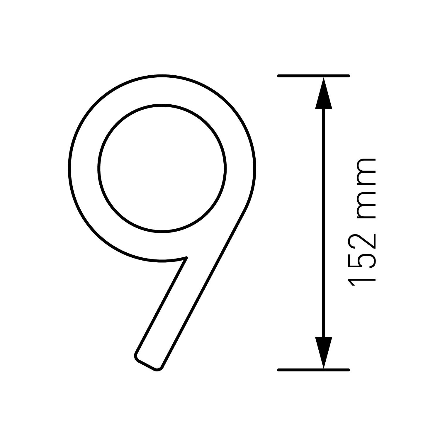 Bravios Briefkasten Moderne Hausnummer ''9'' - 152 mm in Anthrazit